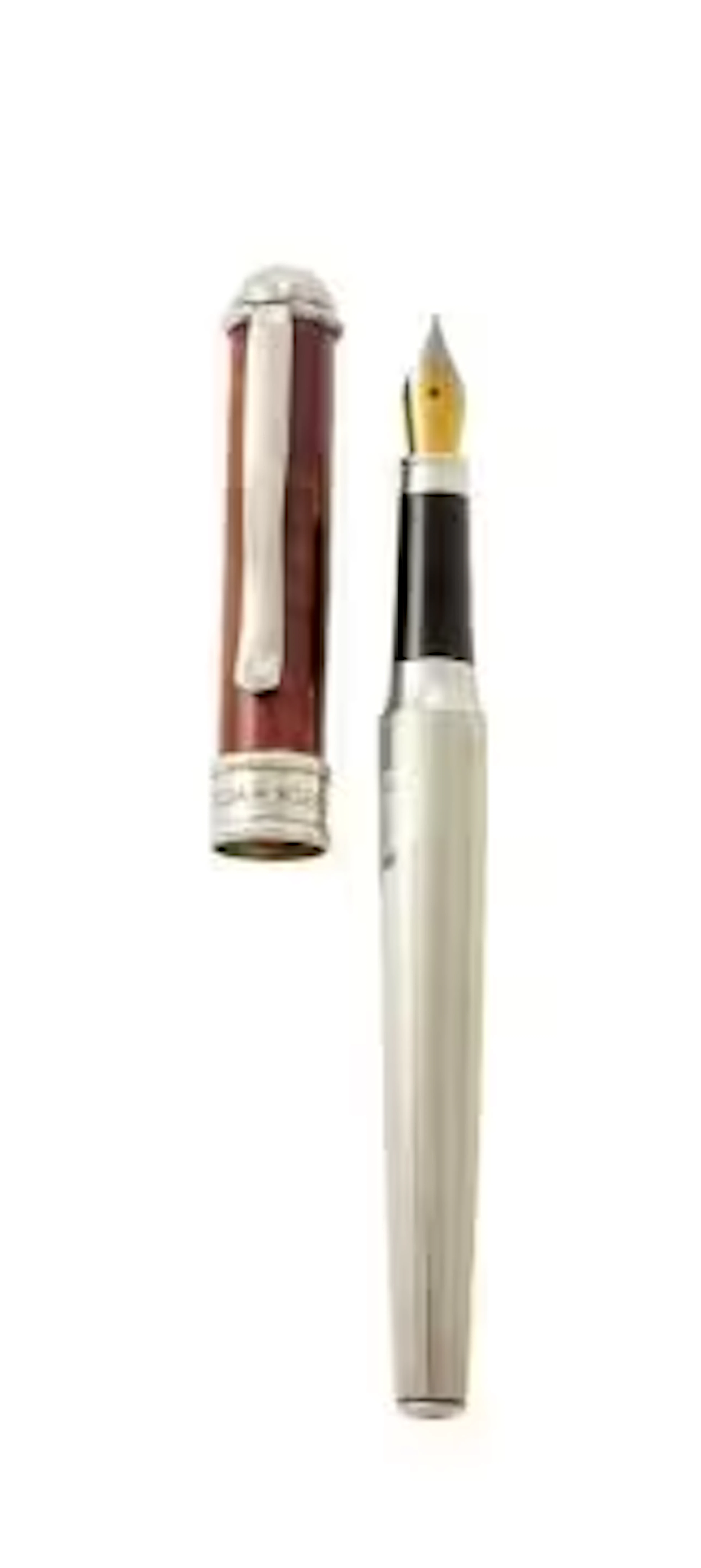 GIULIA SCHMID, AN ITALIAN SILVER COLOURED AND HARDWOOD FOUNTAIN PEN