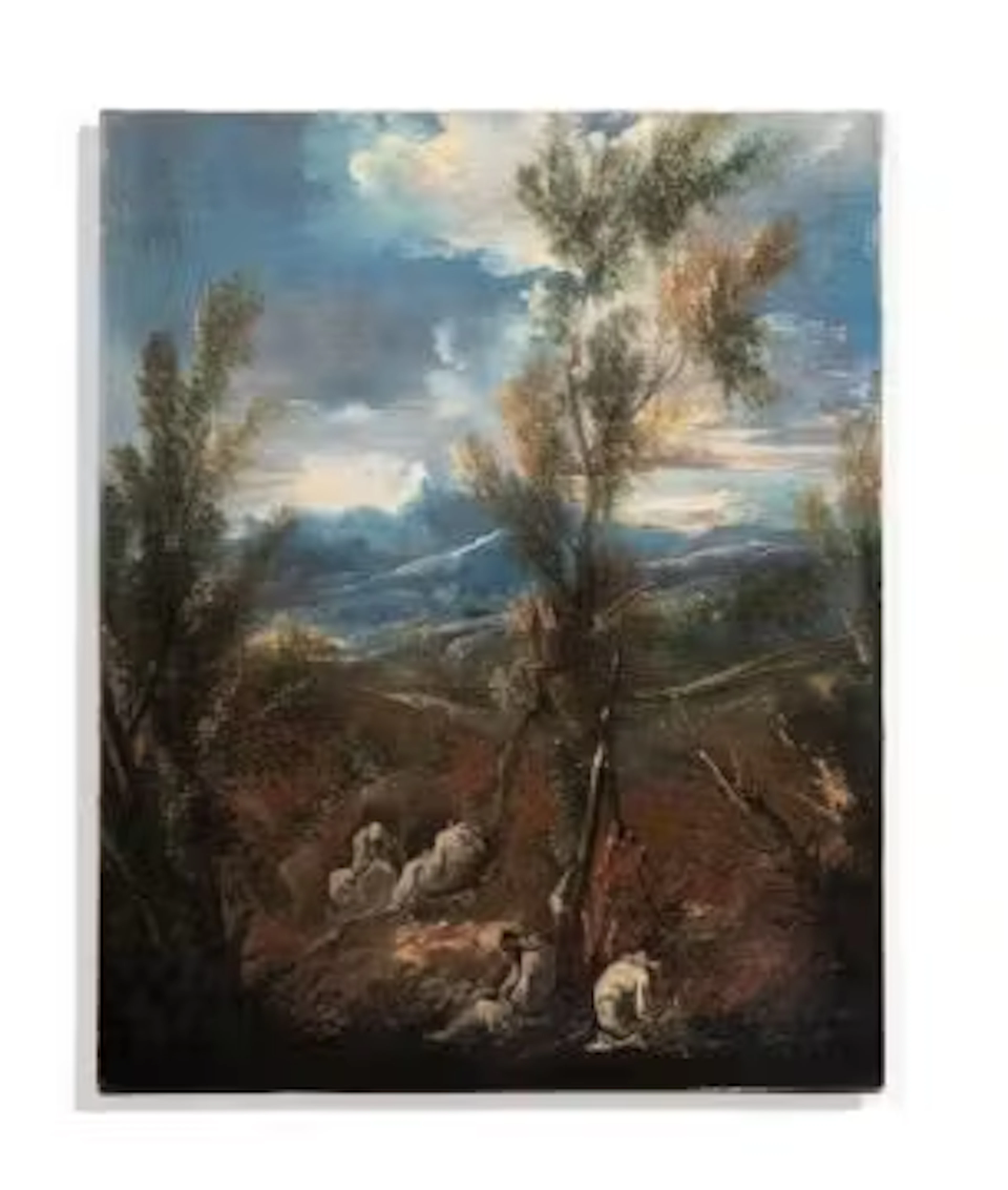 CIRCLE OF ALESSANDRO MAGNASCO, LANDSCAPE WITH MONKS RESTING BY A SHRINE