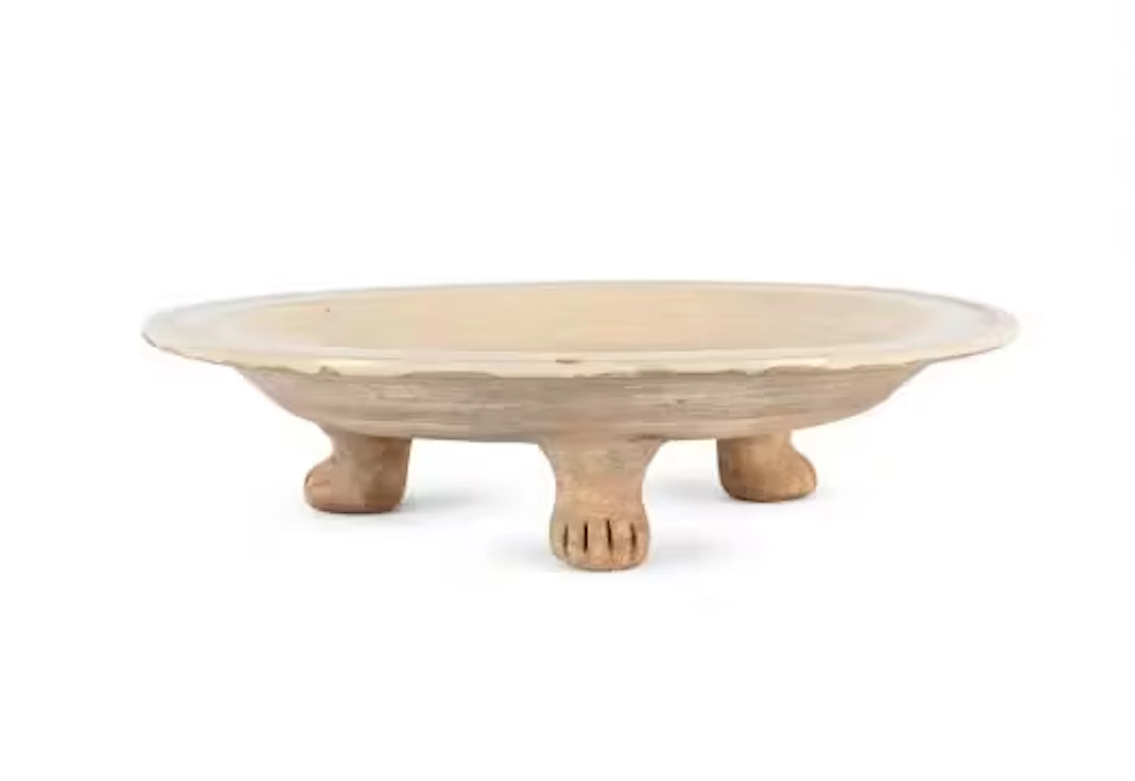 A Chinese white glazed tripod earthenware dish