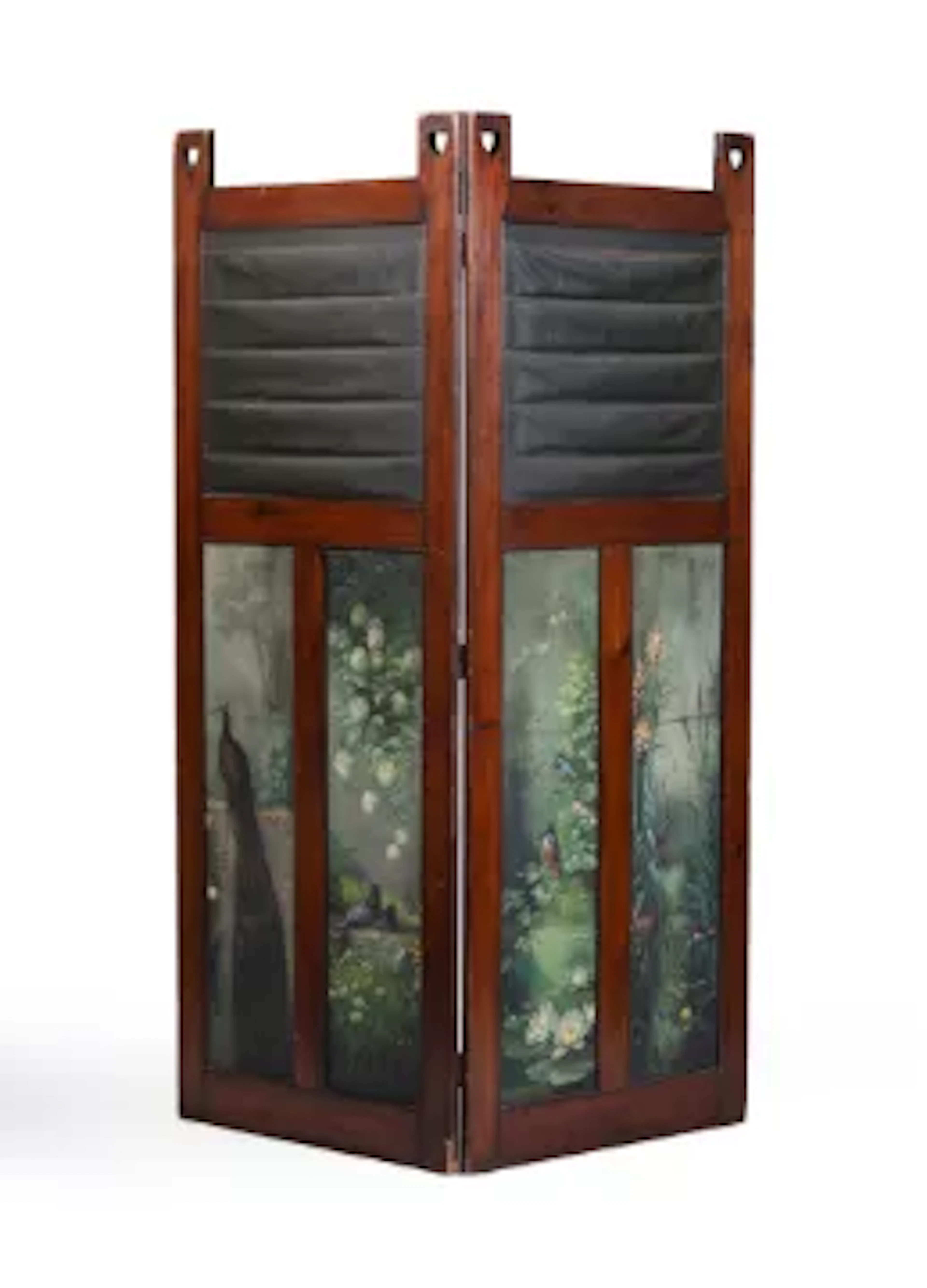 AN ARTS & CRAFTS BIRCH TWO-FOLD SCREEN, 19TH CENTURY