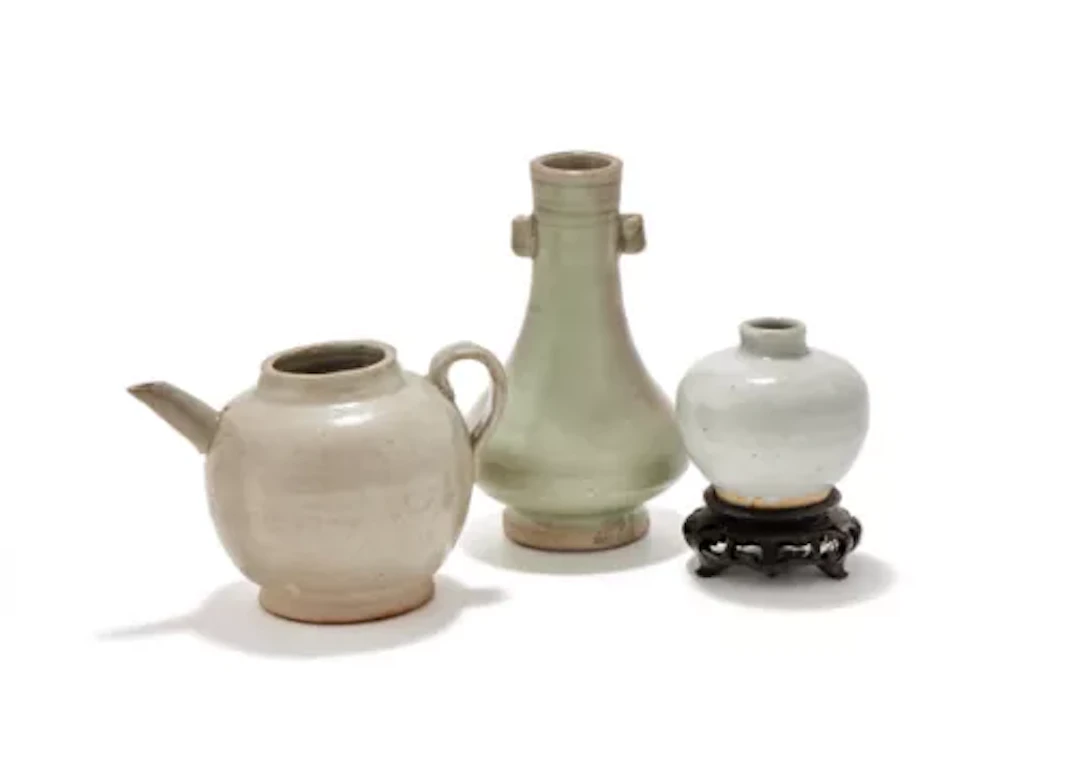 A group of three Chinese celadon and qingbai wares