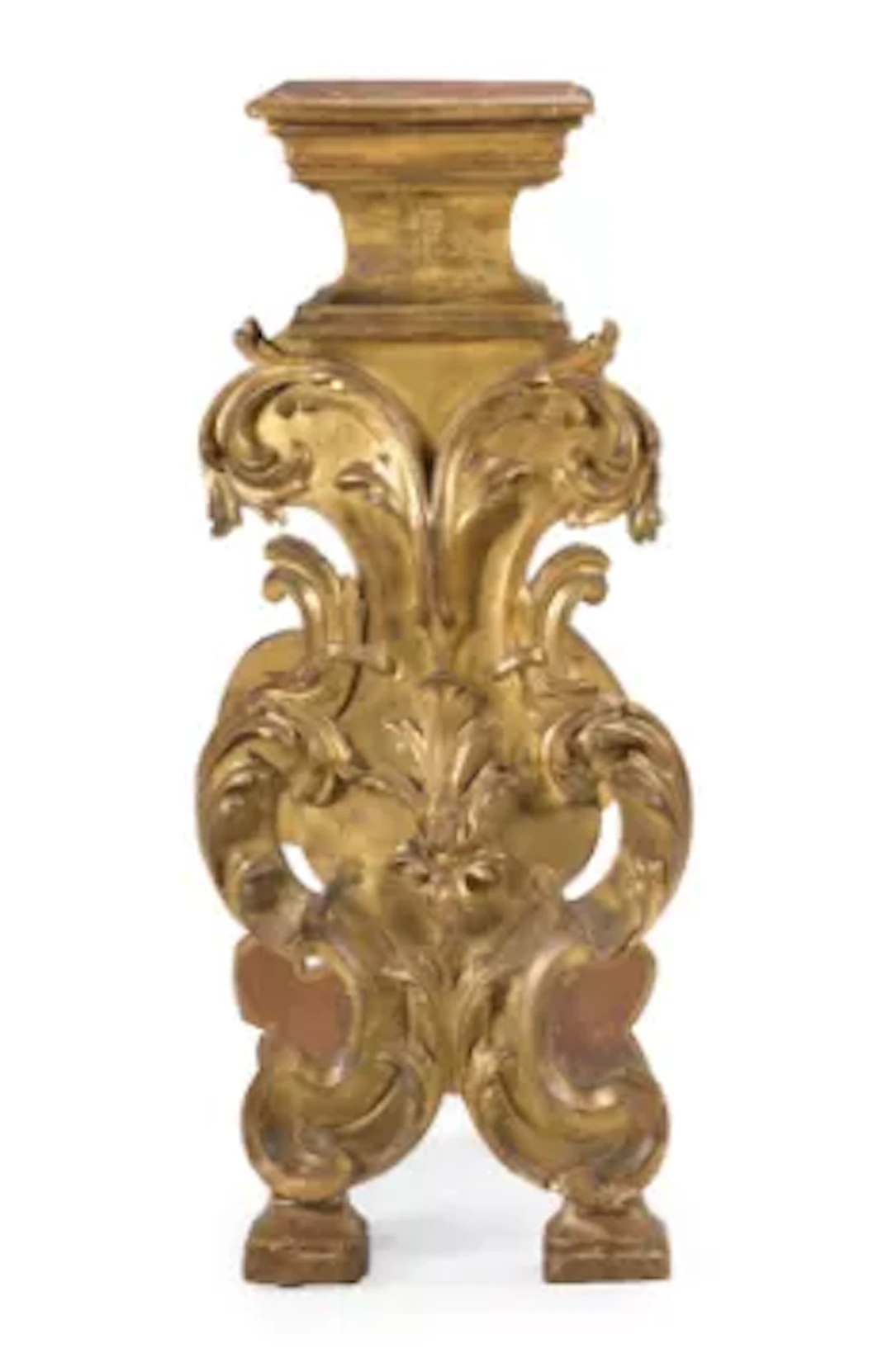 A NORTH ITALIAN CARVED GILTWOOD SCULPTURE STAND OR PORTABUSTO, LATE