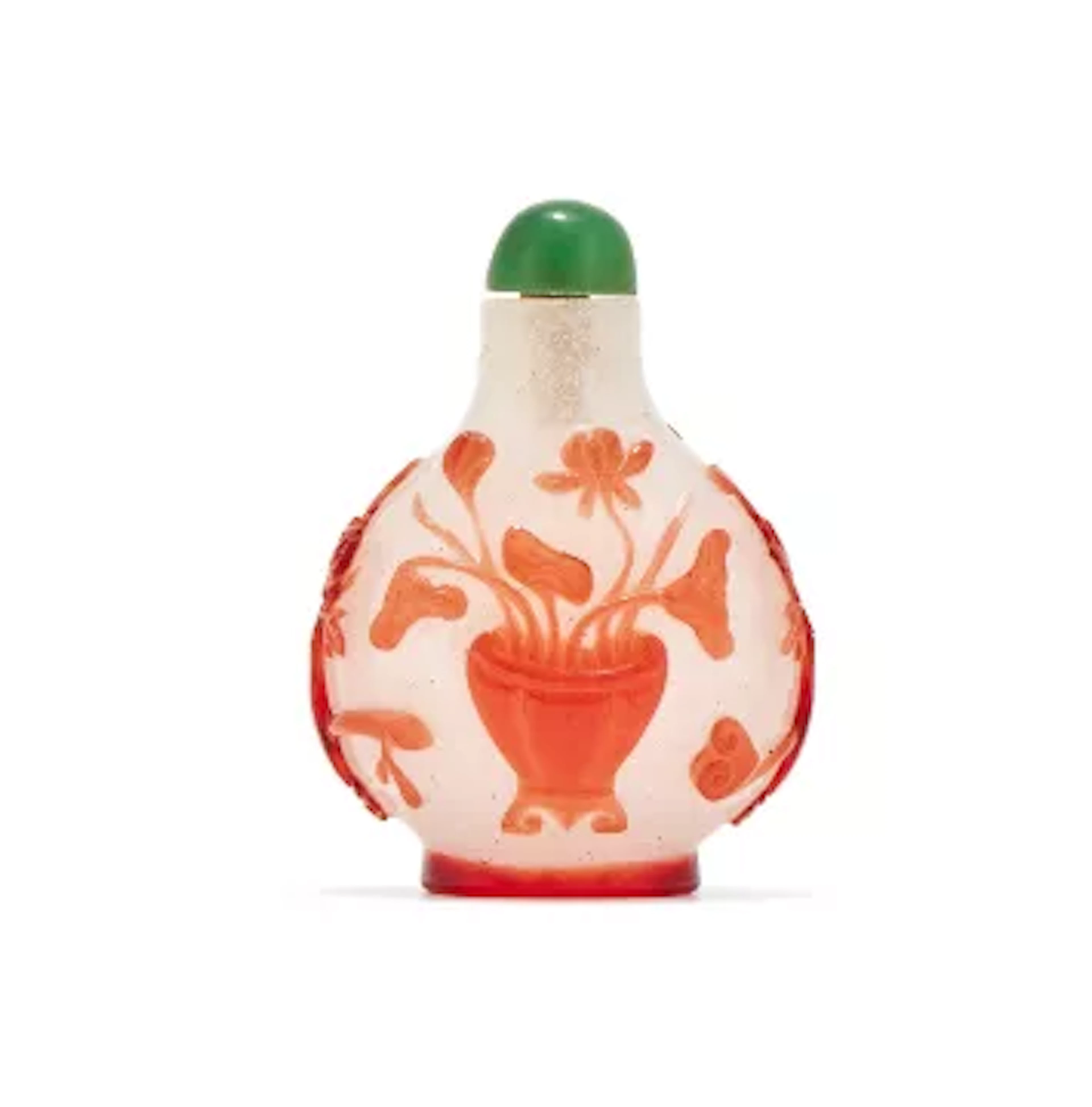 A Chinese red overlay glass snuff bottle, Qing Dynasty, 18th century