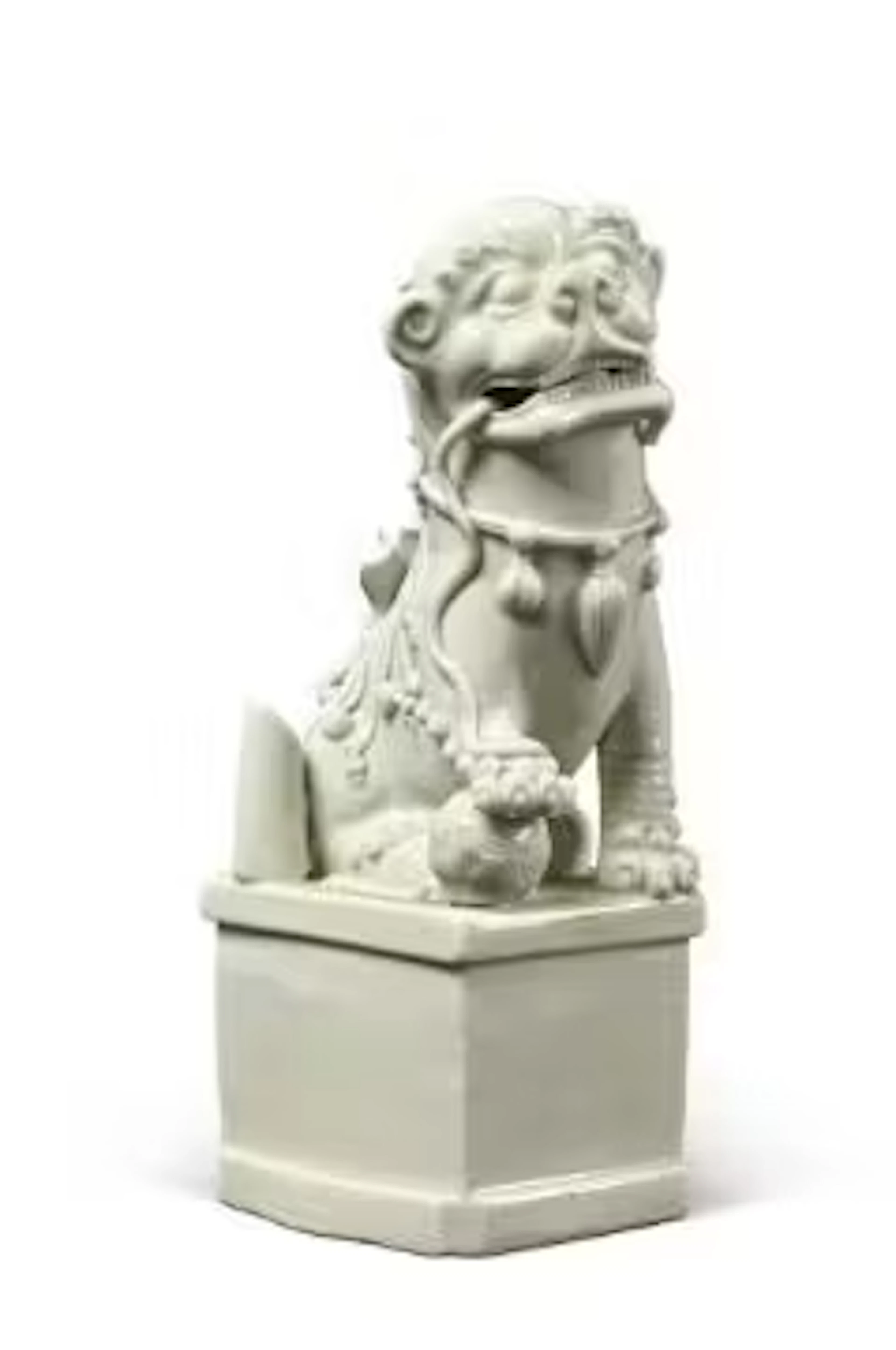 A Chinese Dehua Buddhistic lion joss stick holder