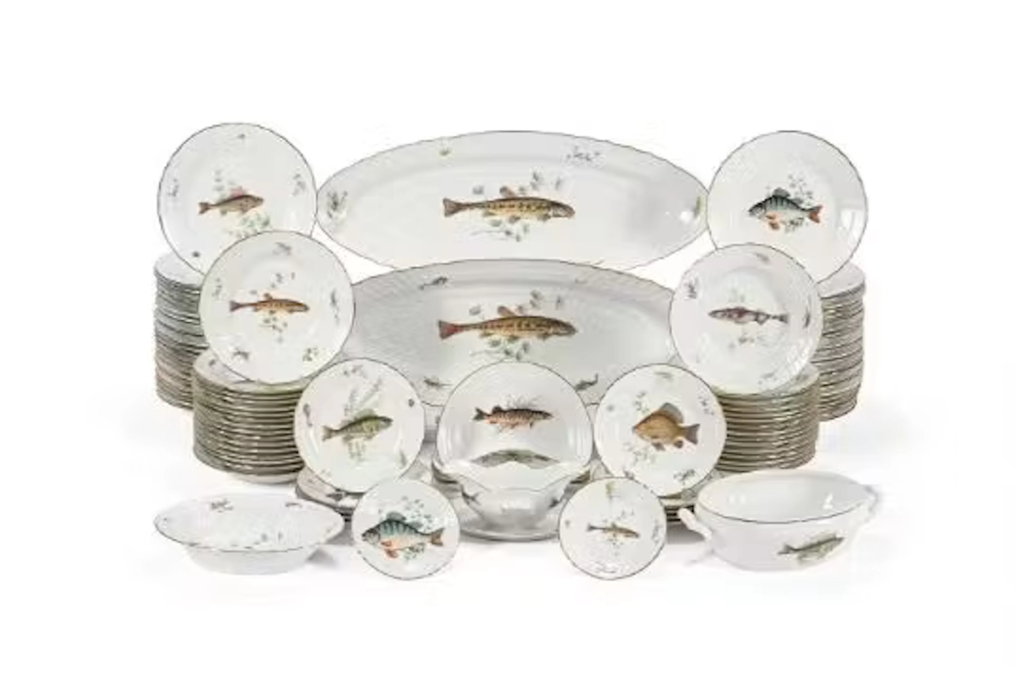 RICHARD GINORI, QUENELLE (FISH PATTERN), A PORCELAIN PART DINNER SERVICE