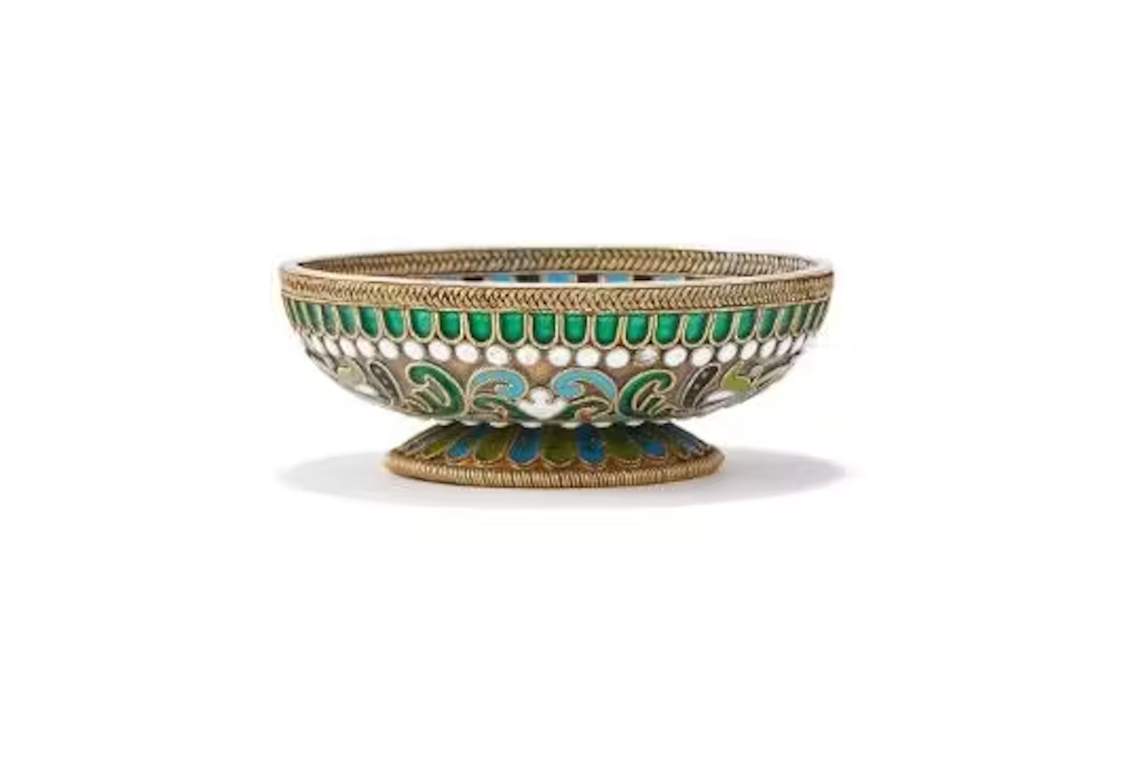 A RUSSIAN GILT AND CLOISONNÉ ENAMEL BOWL