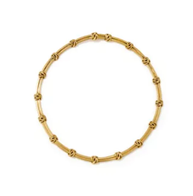 TIFFANY & CO., AN 18CT GOLD KNOT BAR LINK NECKLACE