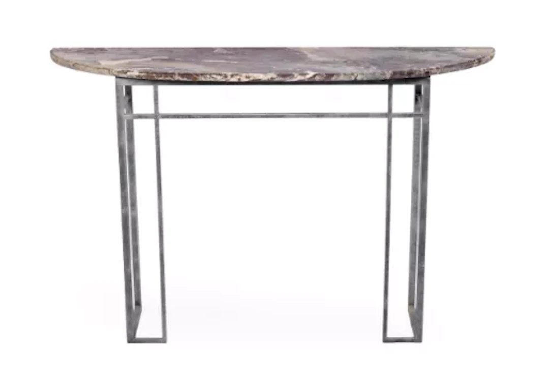 A MARBLE TOPPED SEMI-ELLIPTICAL CONSOLE TABLE, MODERN