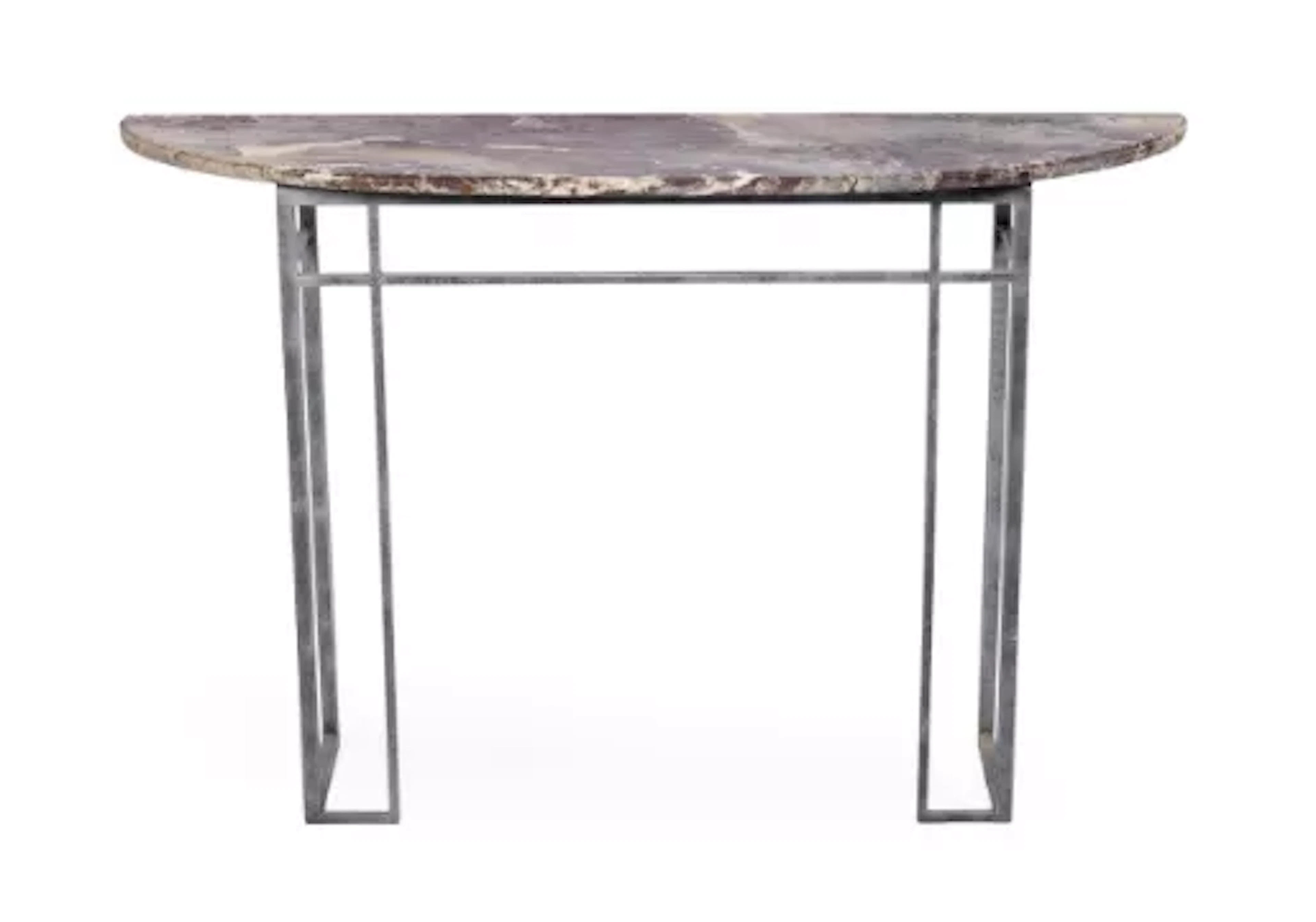 A MARBLE TOPPED SEMI-ELLIPTICAL CONSOLE TABLE, MODERN