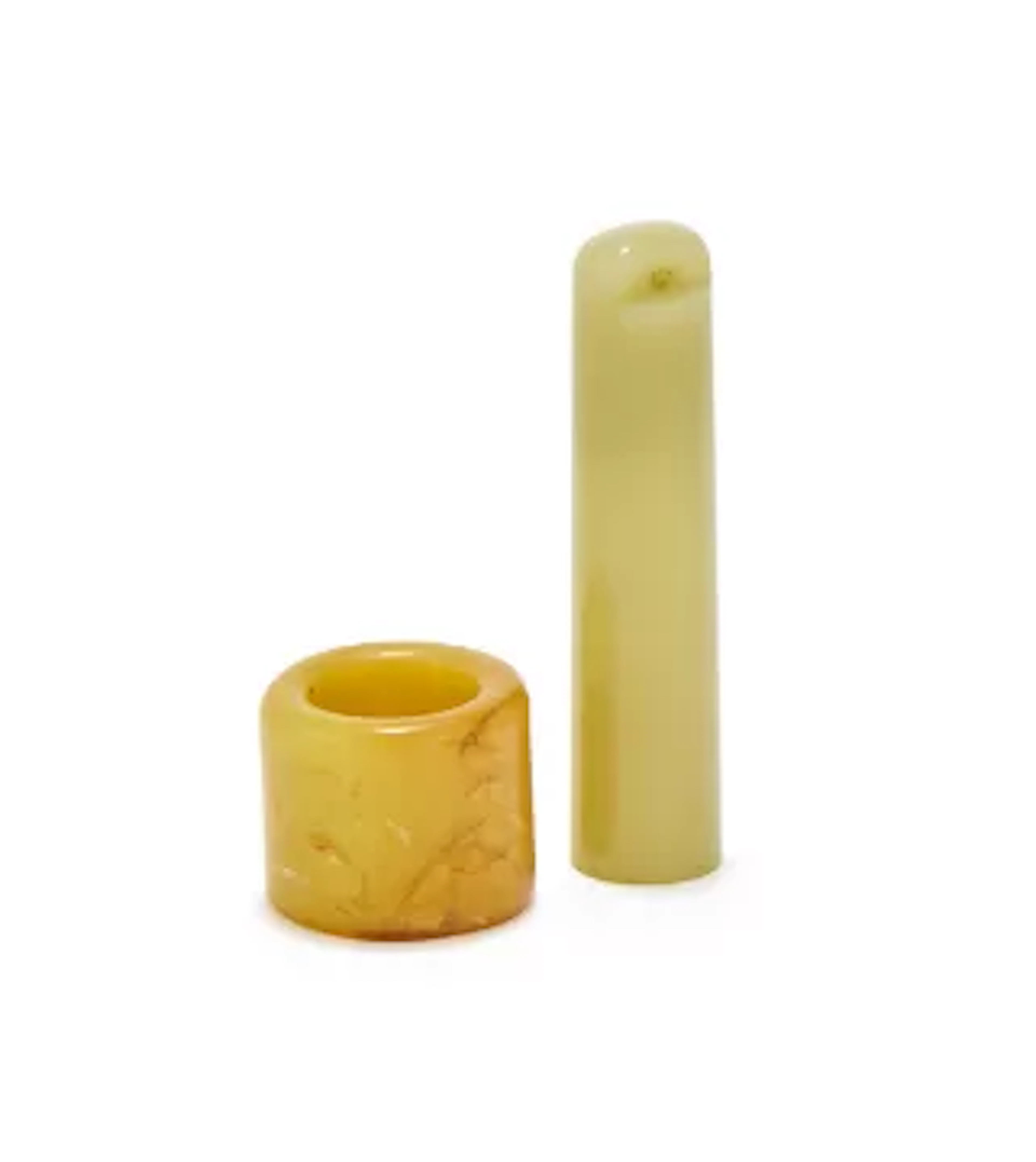 A Chinese carved yellow jade plume holder, Qing Dynasty
