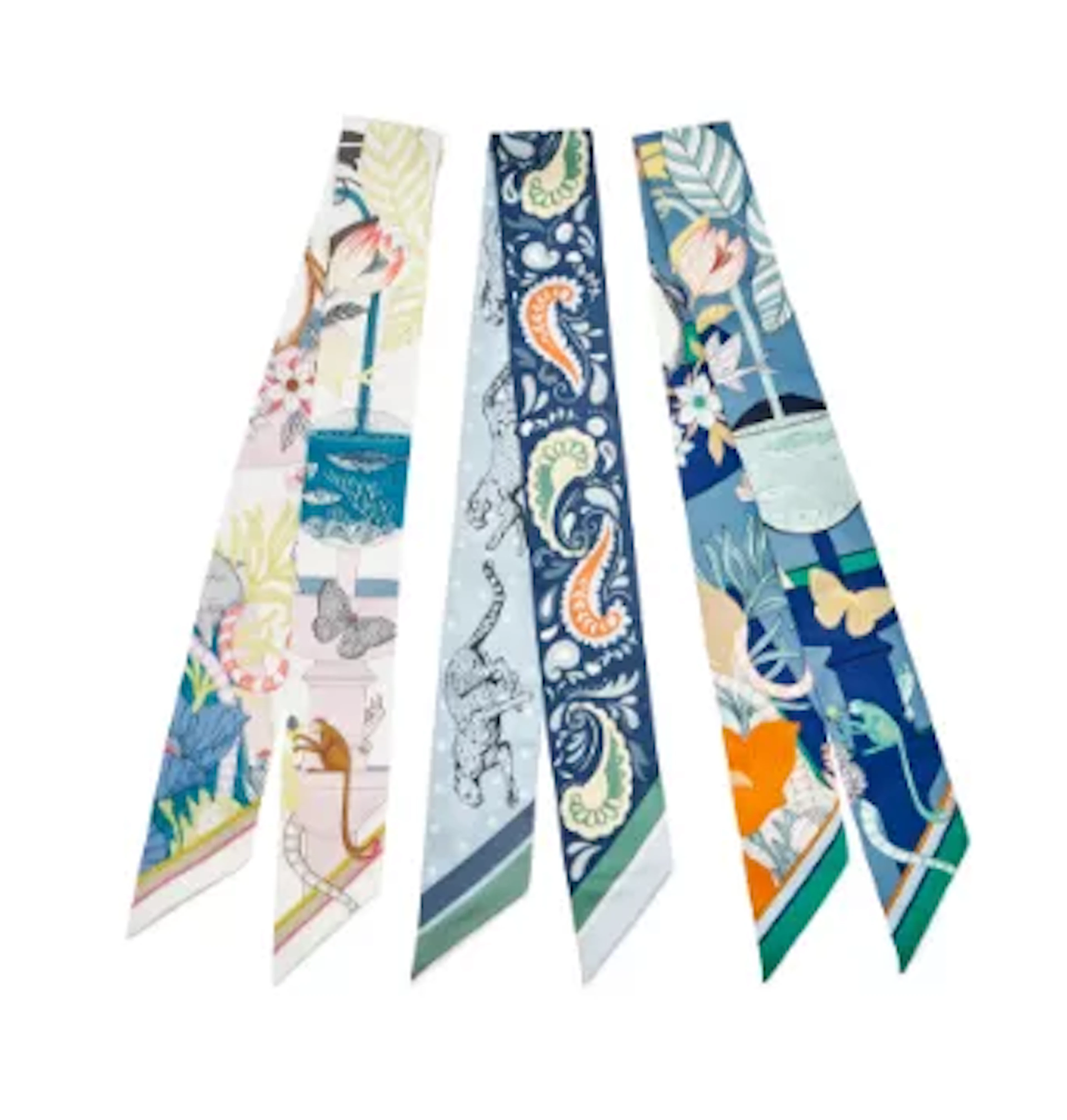 HERMÈS, THREE SILK BANDANAS
