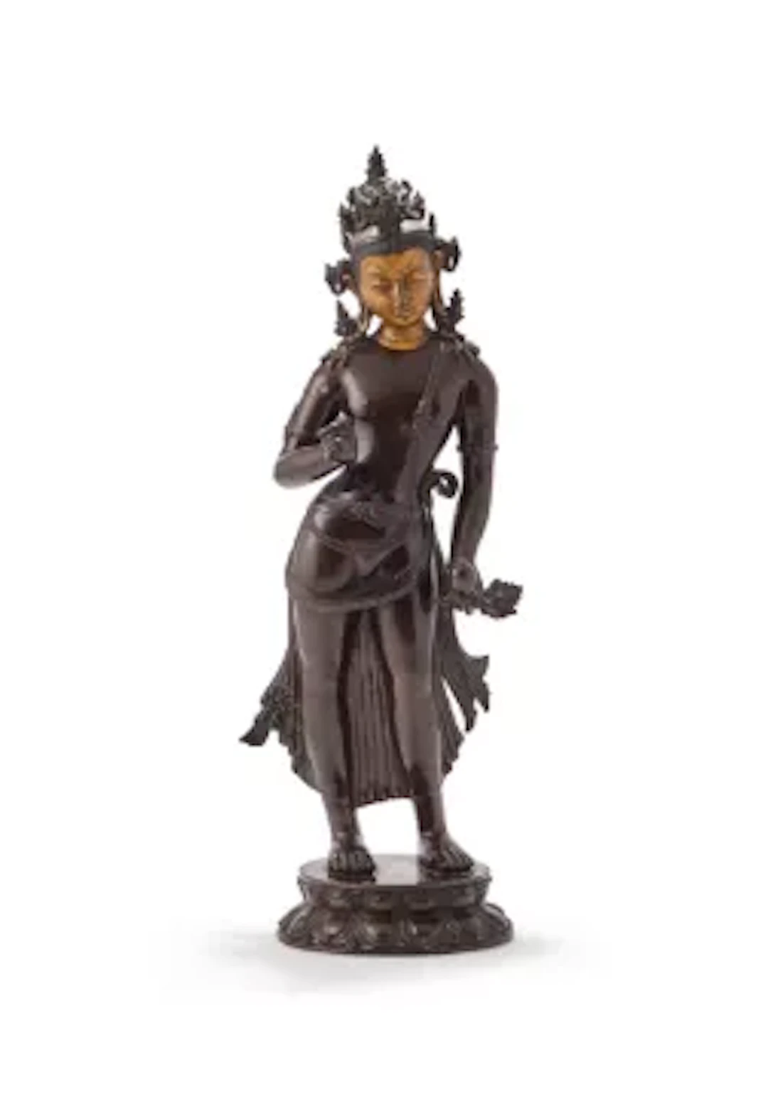 A large copper alloy figure of Kshitigarbha, 19th century