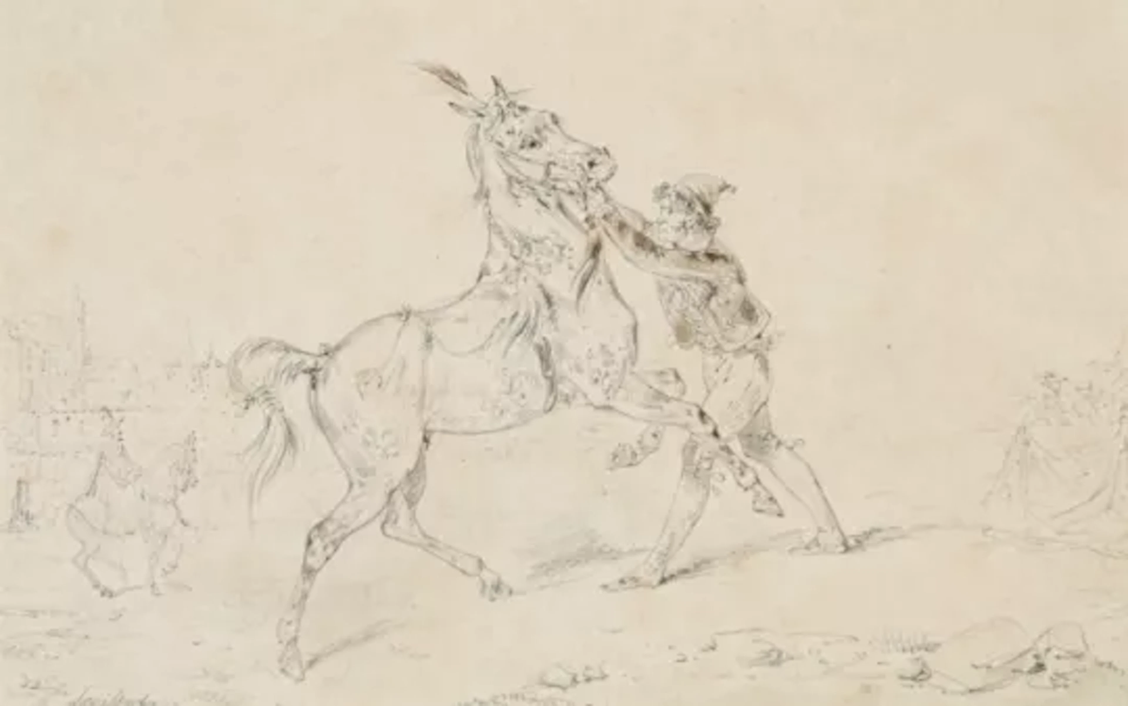 NEAPOLITAN SCHOOL (18TH CENTURY), HORSE HELD BY THE BRIDLE