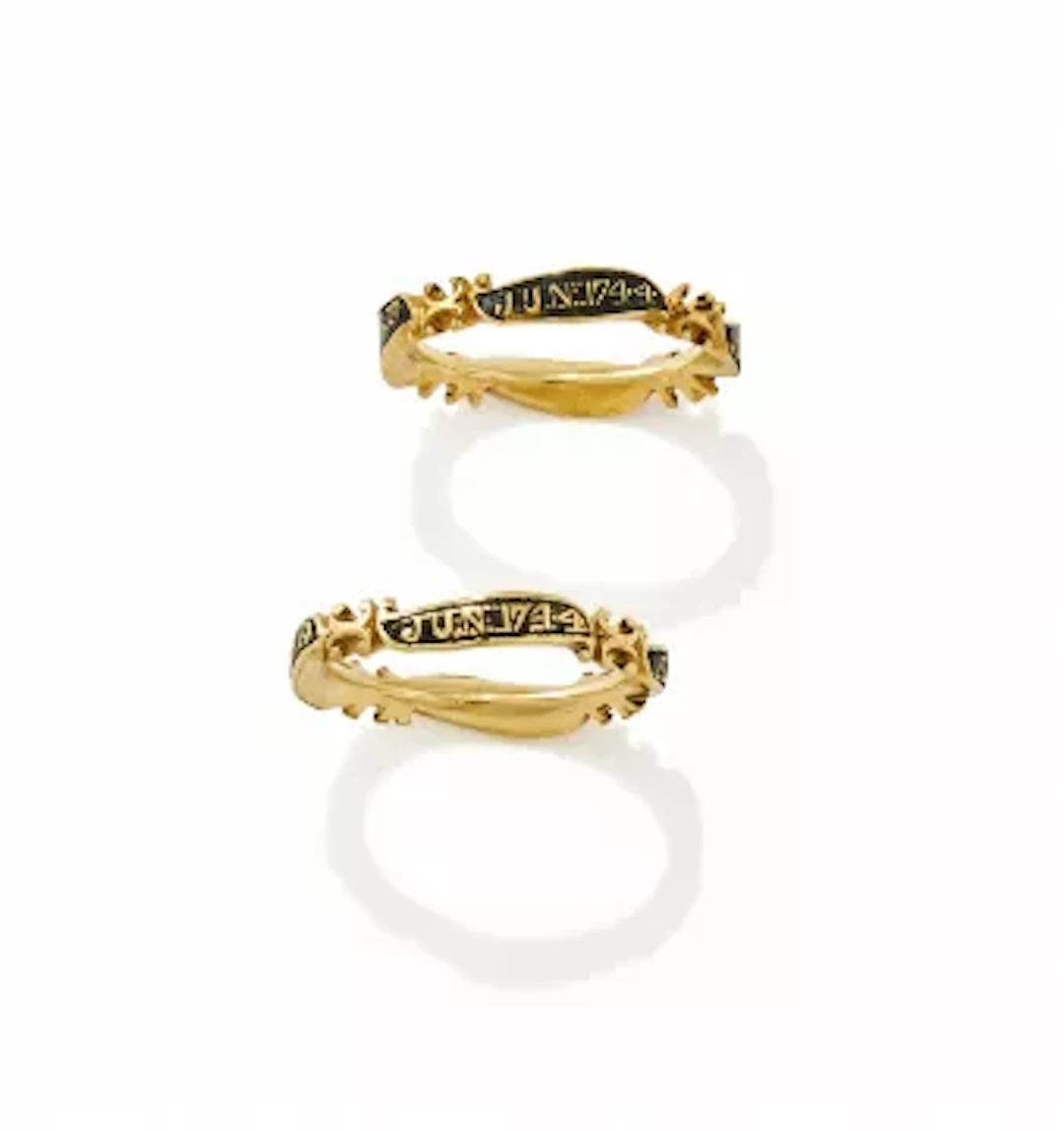 TWO GEORGE II MOURNING RINGS, CIRCA 1744
