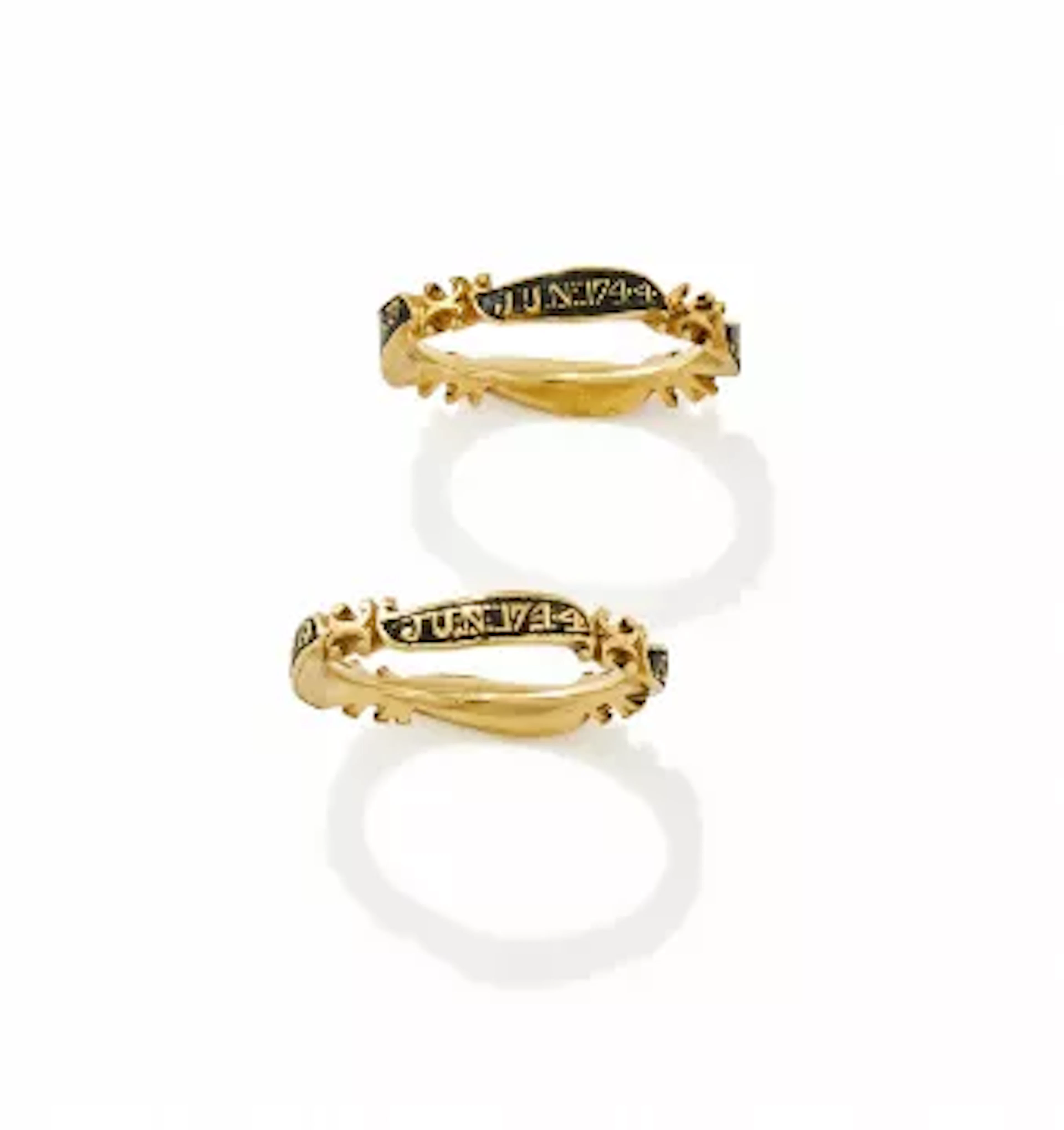 TWO GEORGE II MOURNING RINGS, CIRCA 1744