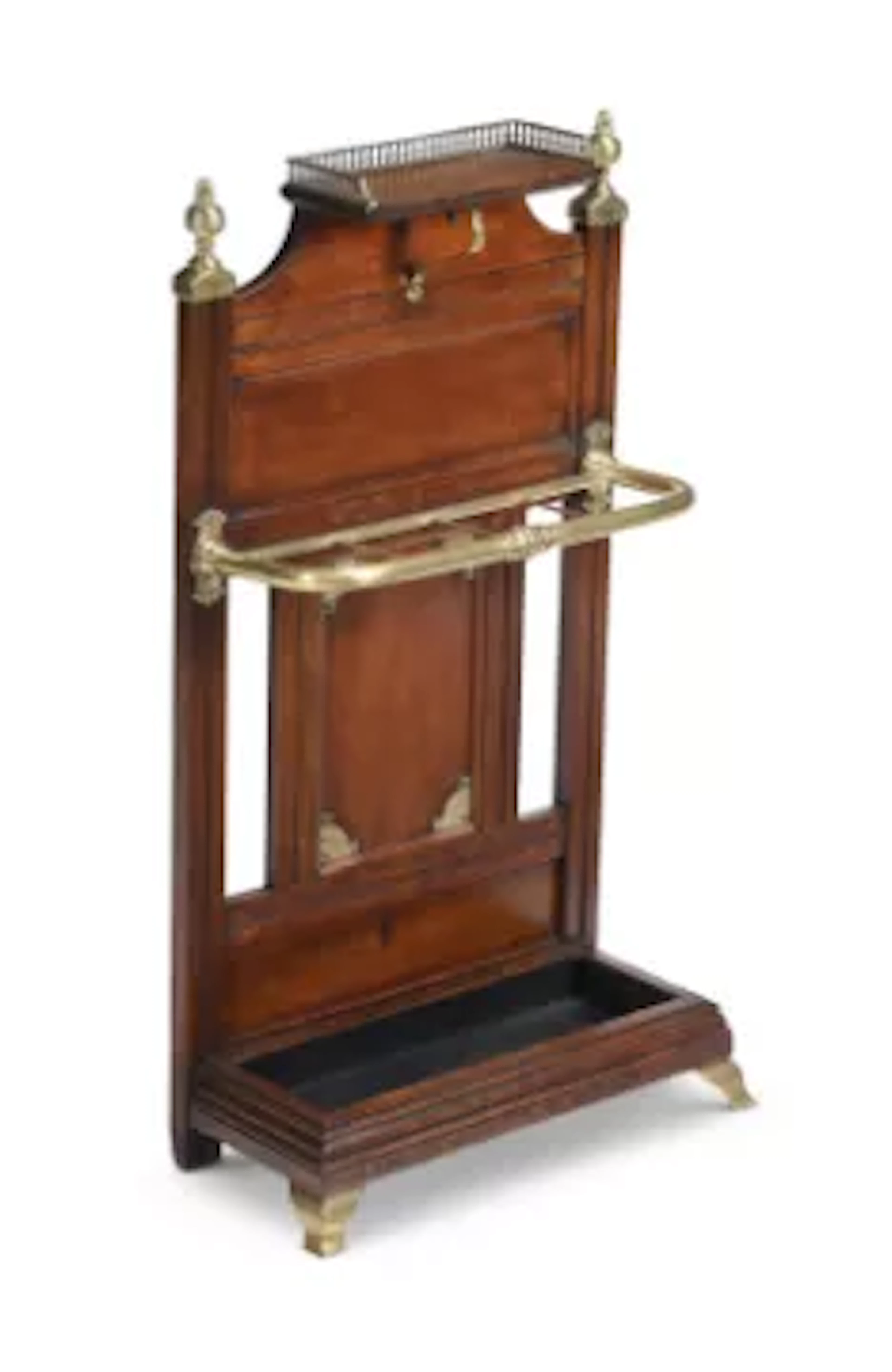A VICTORIAN WALNUT AND BRASS MOUNTED HALL STAND, ATTRIBUTED TO J.A.S.
