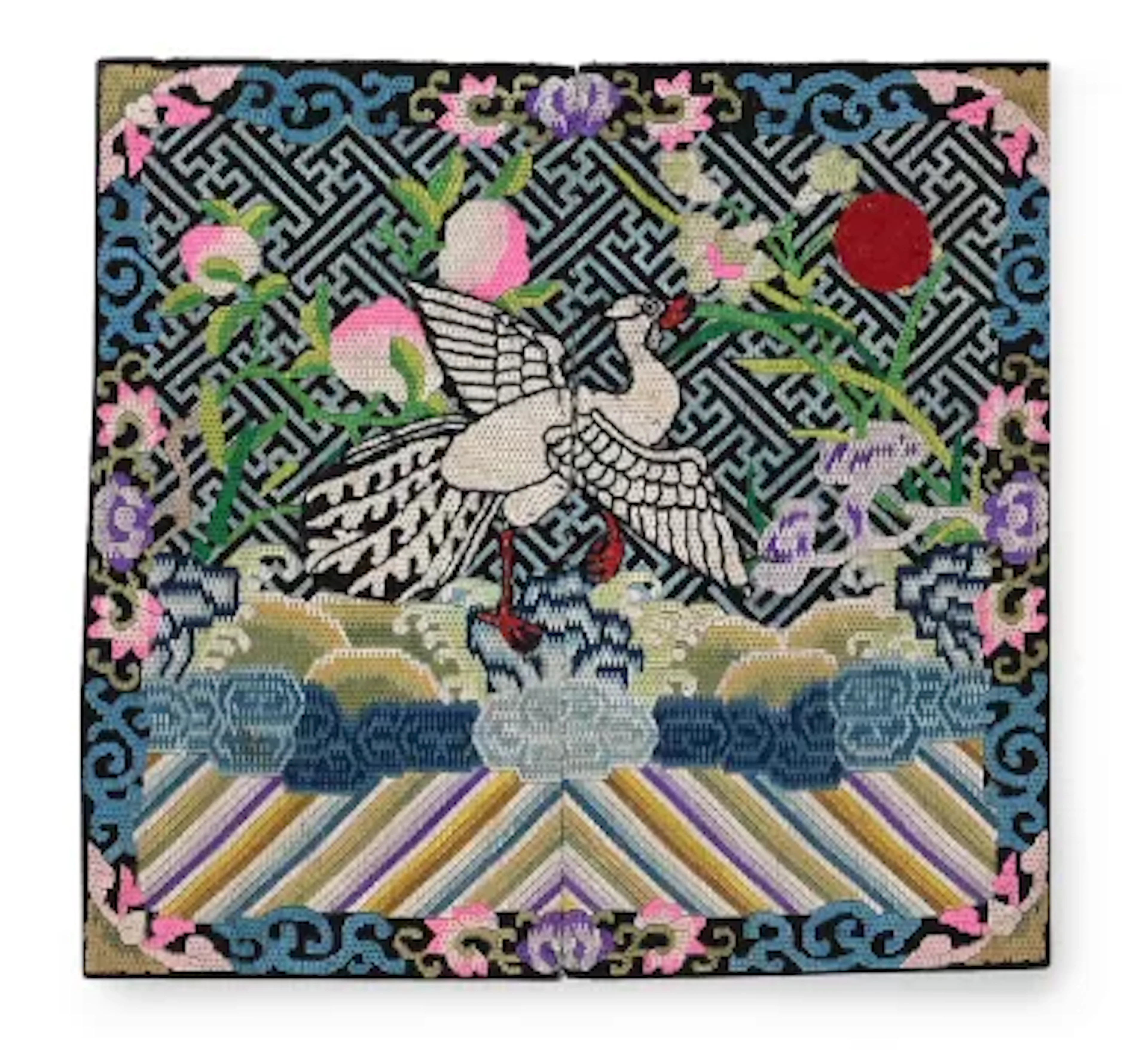 A rare child’s Chinese Mandarin civilian rank badge, Qing dynasty, circa 1900