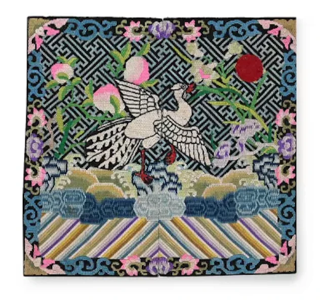 A rare child’s Chinese Mandarin civilian rank badge, Qing dynasty, circa 1900