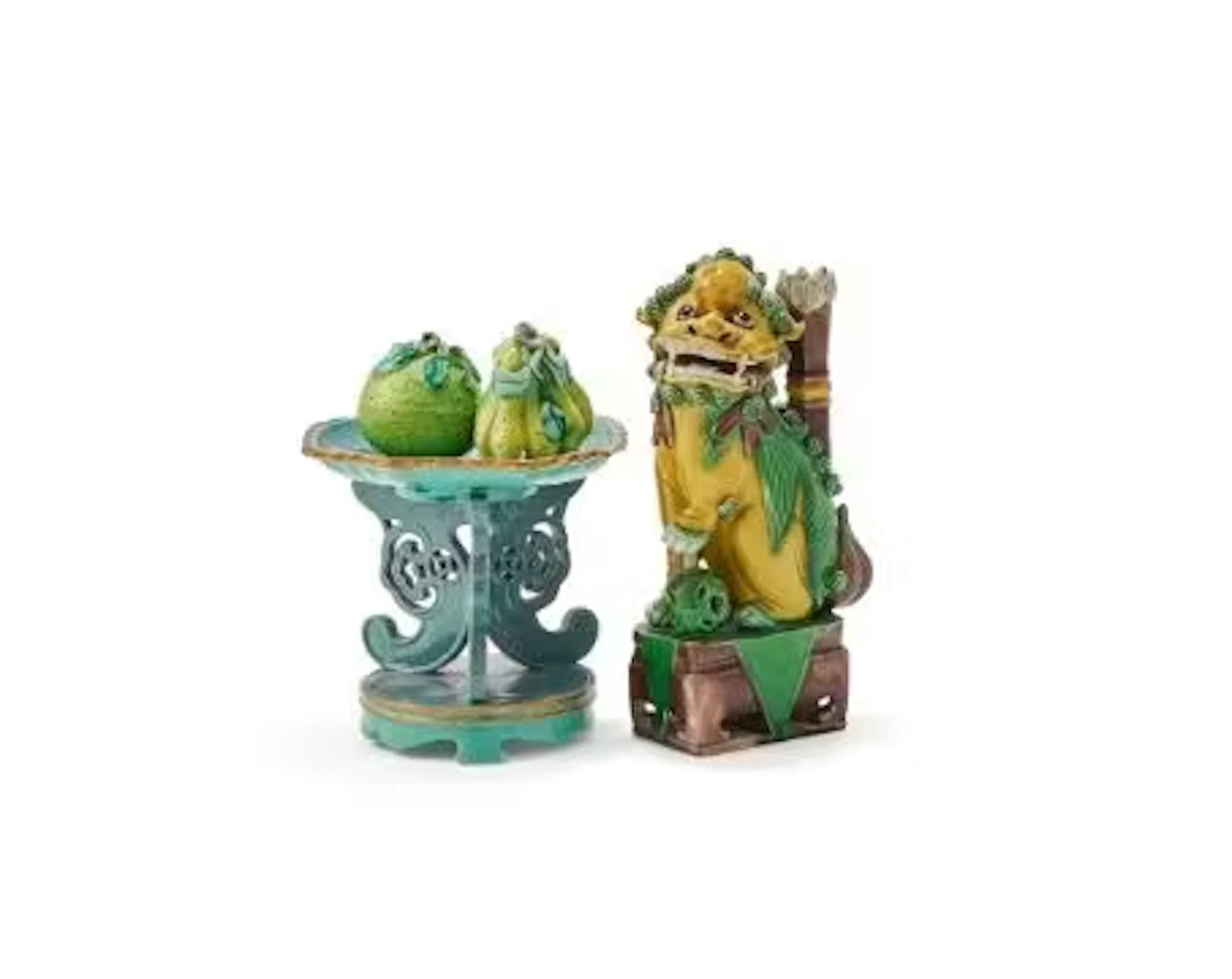 A Chinese Sancai-glazed Buddhist lion joss stick holder