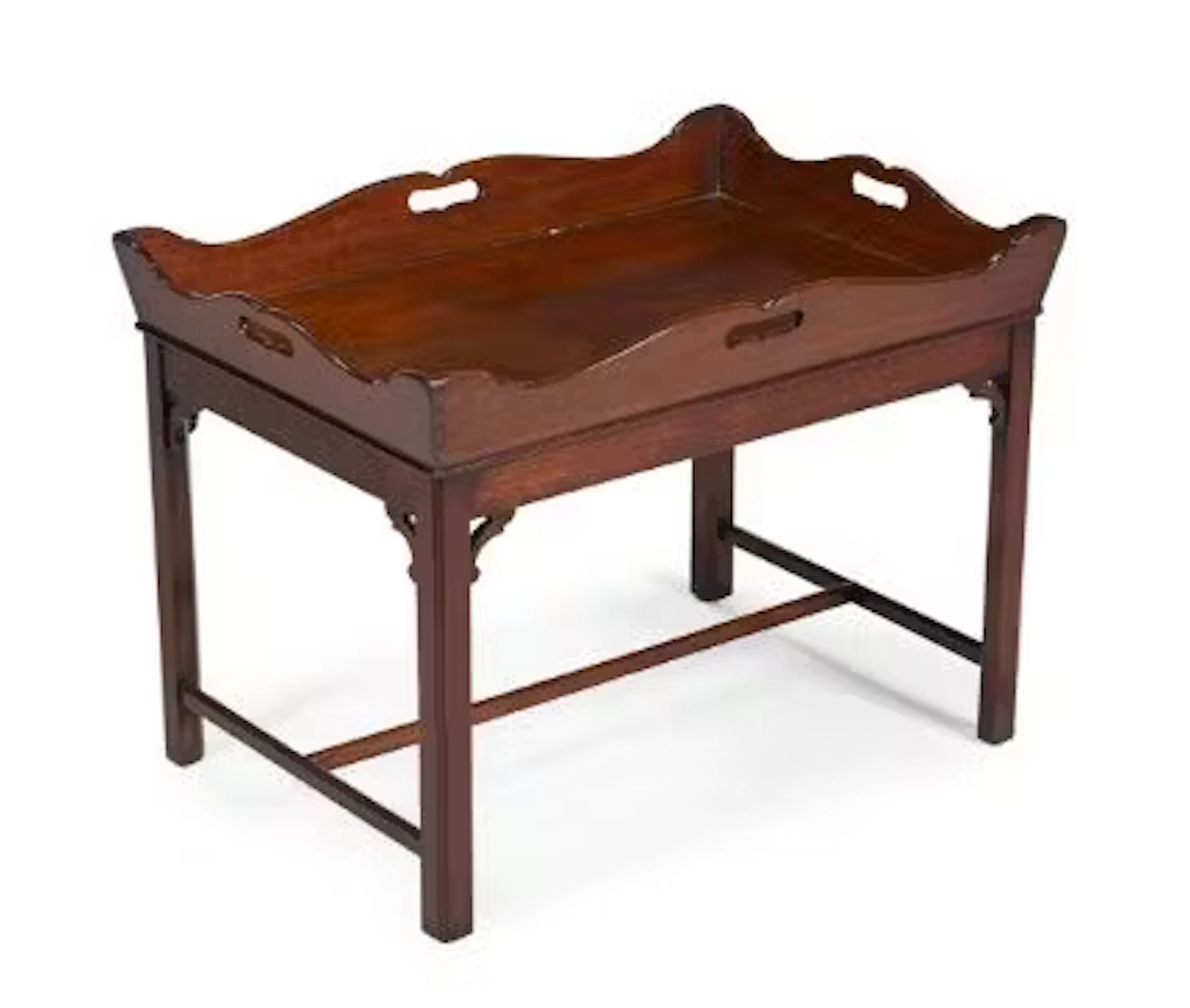 A VICTORIAN MAHOGANY BUTLER'S TRAY IN GEORGE II STYLE, LATE 19TH CENTURY