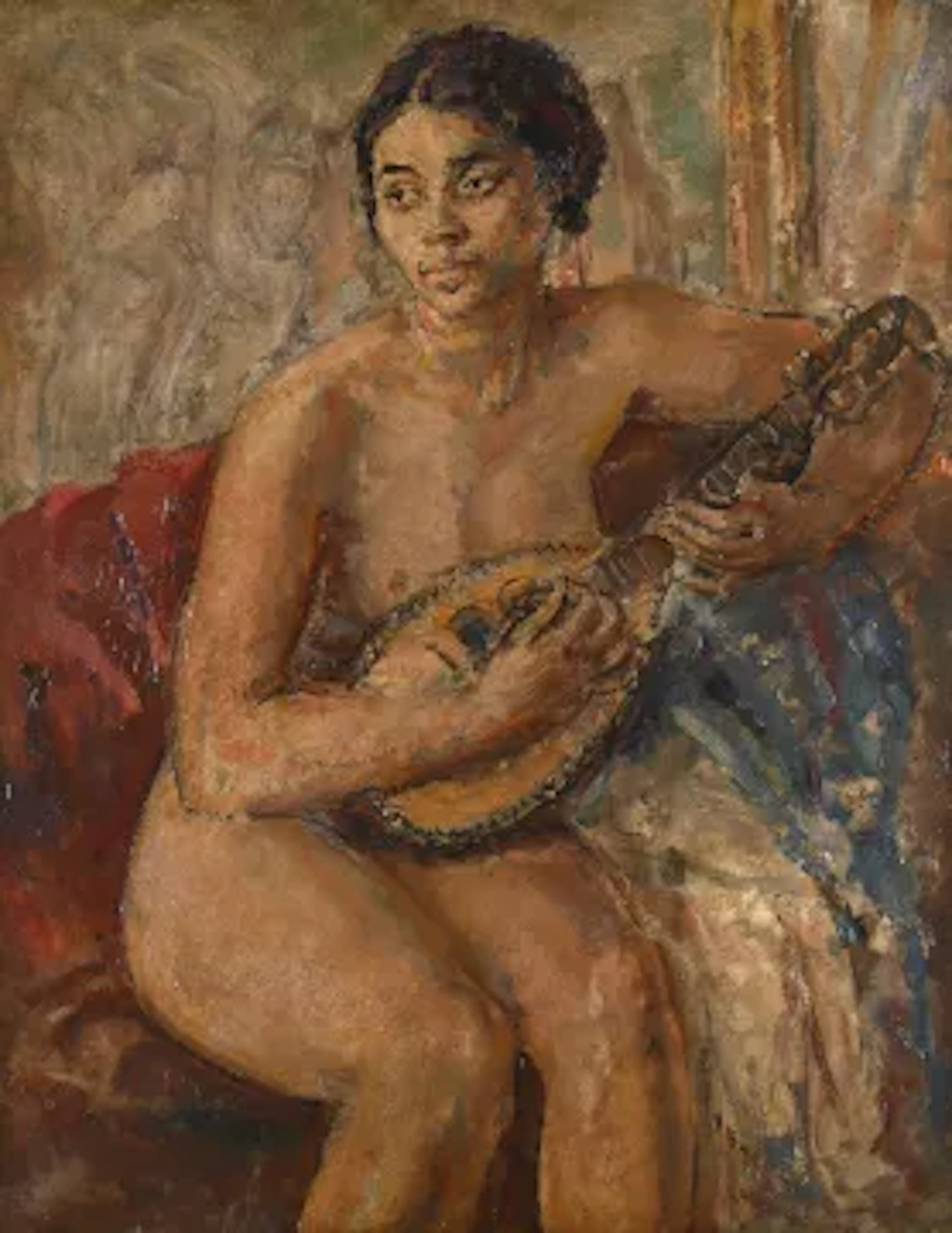 DAME ETHEL WALKER (BRITISH 1861-1951), SEATED NUDE WITH MANDOLIN