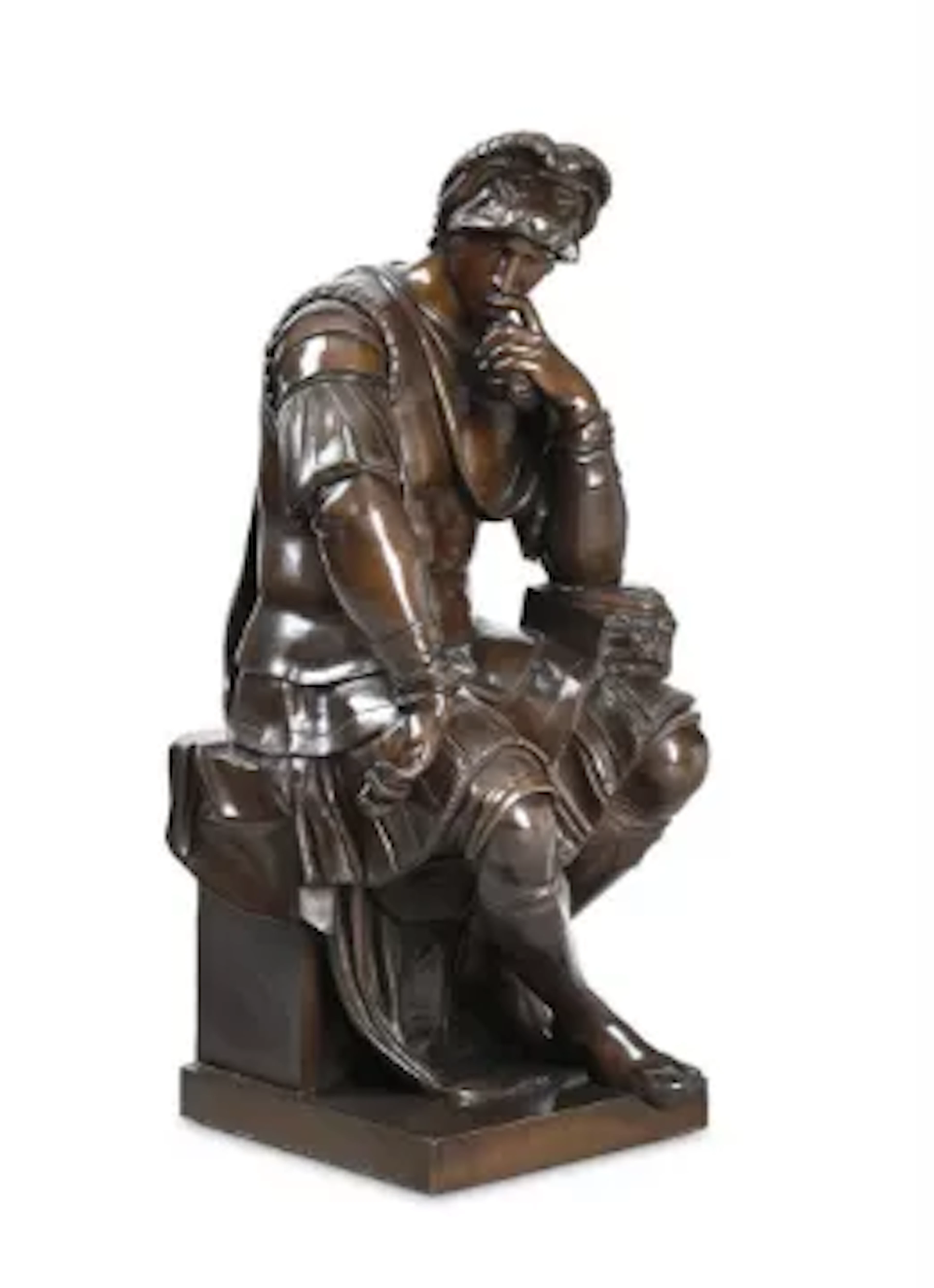 AFTER MICHELANGELO (1475-1564), A LARGE BRONZE FIGURE OF 'LORENZO DI MEDICI'