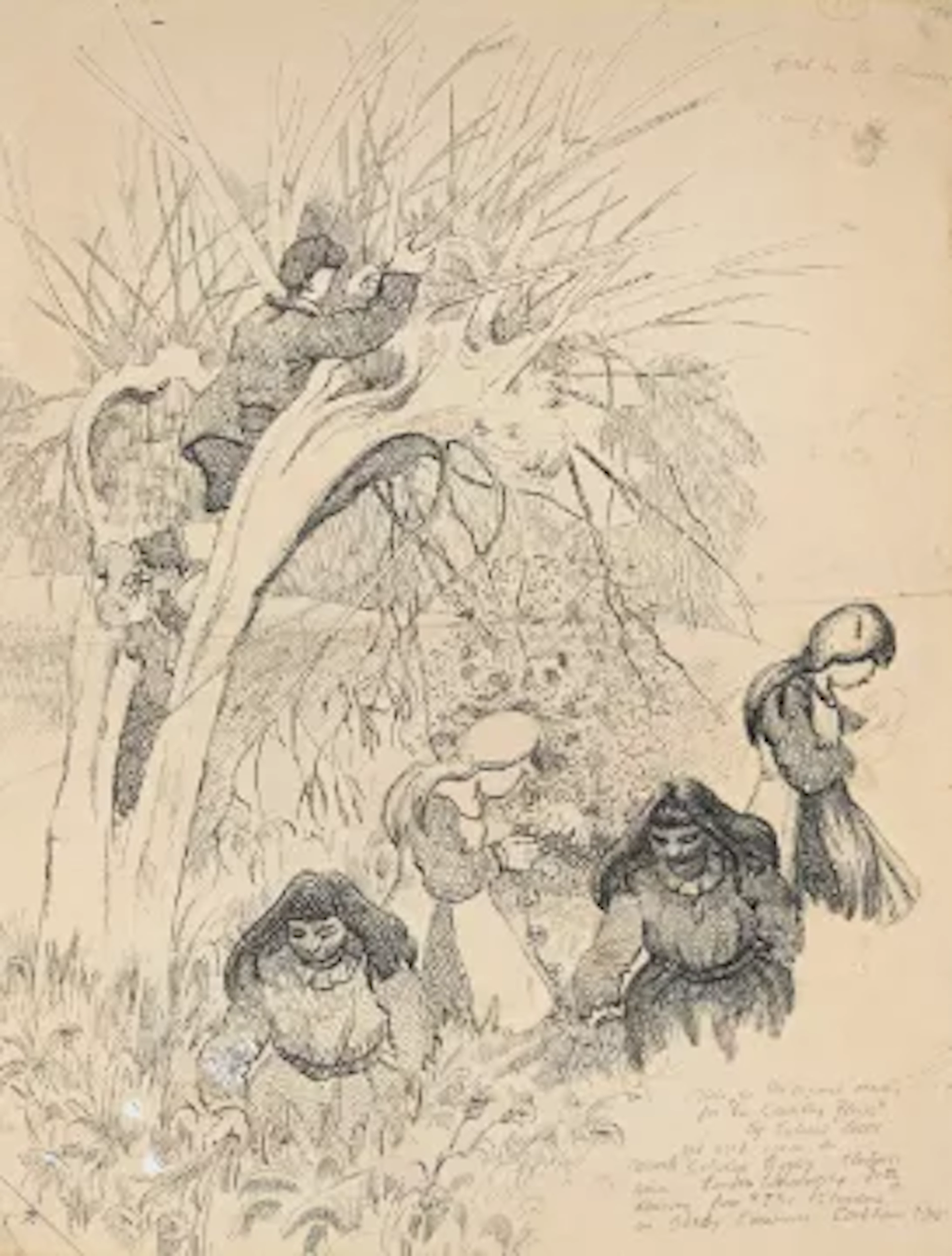 λ GILBERT SPENCER (BRITISH 1892-1979), POLLARDING A WILLOW WITH GIRLS