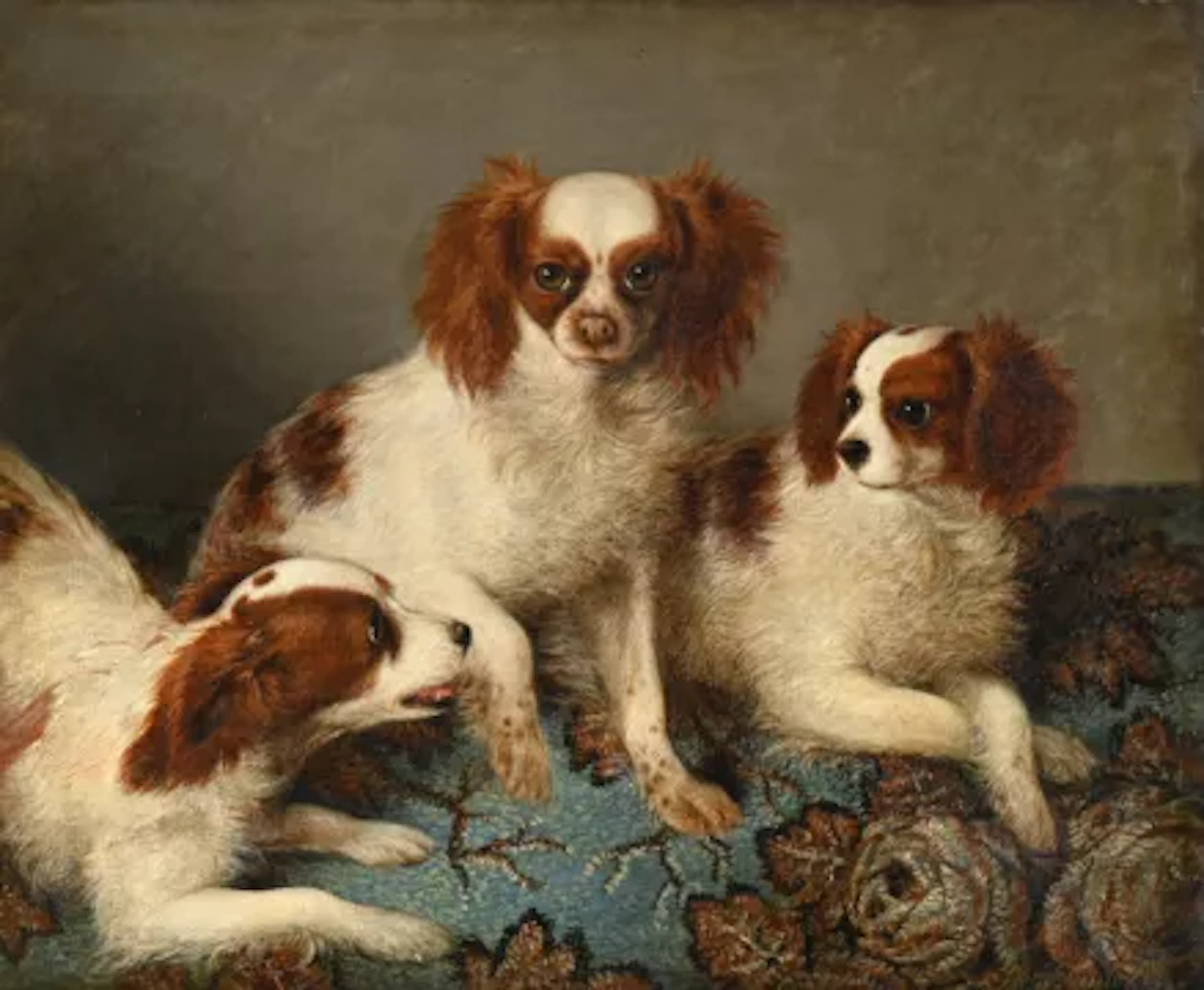 STEPHEN TAYLOR (BRITISH 1807-1849), STUDY OF THREE CAVALIER KING CHARLES