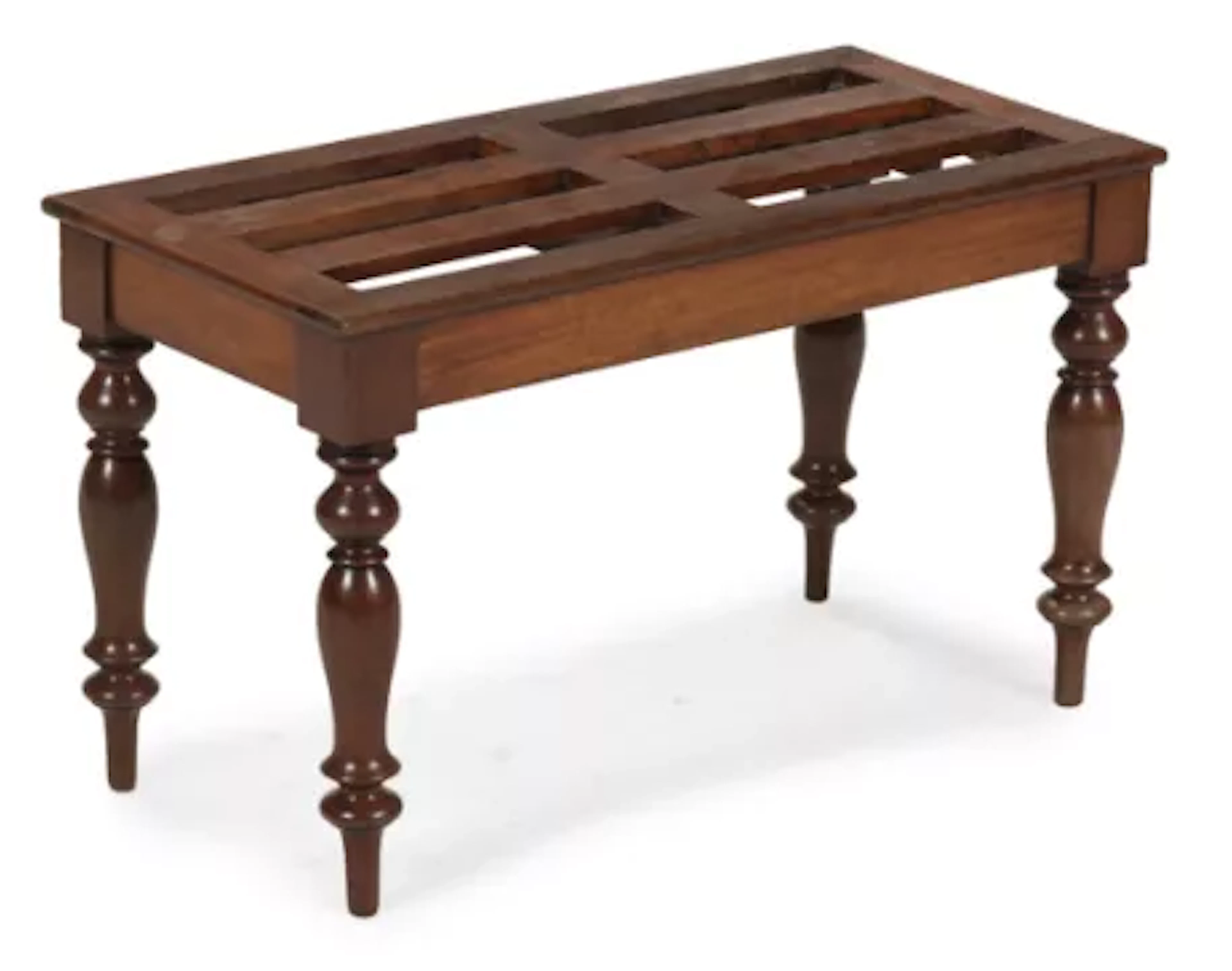 A LARGE GEORGE IV MAHOGANY LUGGAGE STAND, CIRCA 1825