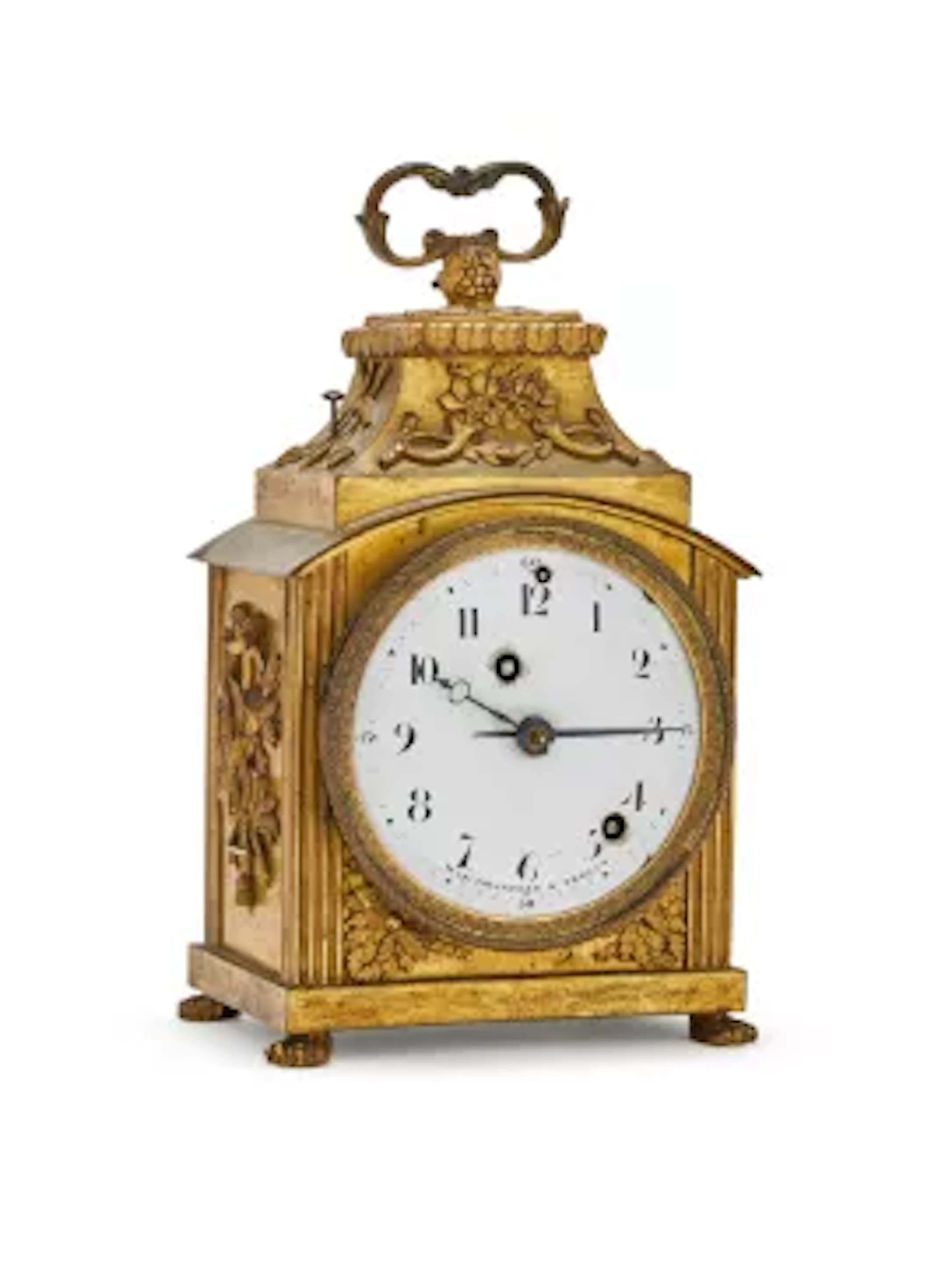 A SWISS ORMOLU GRANDE-SONNERIE STRIKING PENDULE D'OFFICIER WITH PUSH-BUTTON
