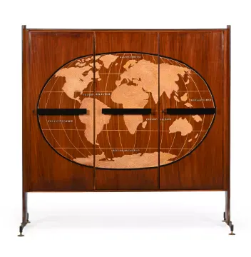 AN ITALIAN 'MAP OF THE WORLD' CABINET, MID 20TH CENTURY