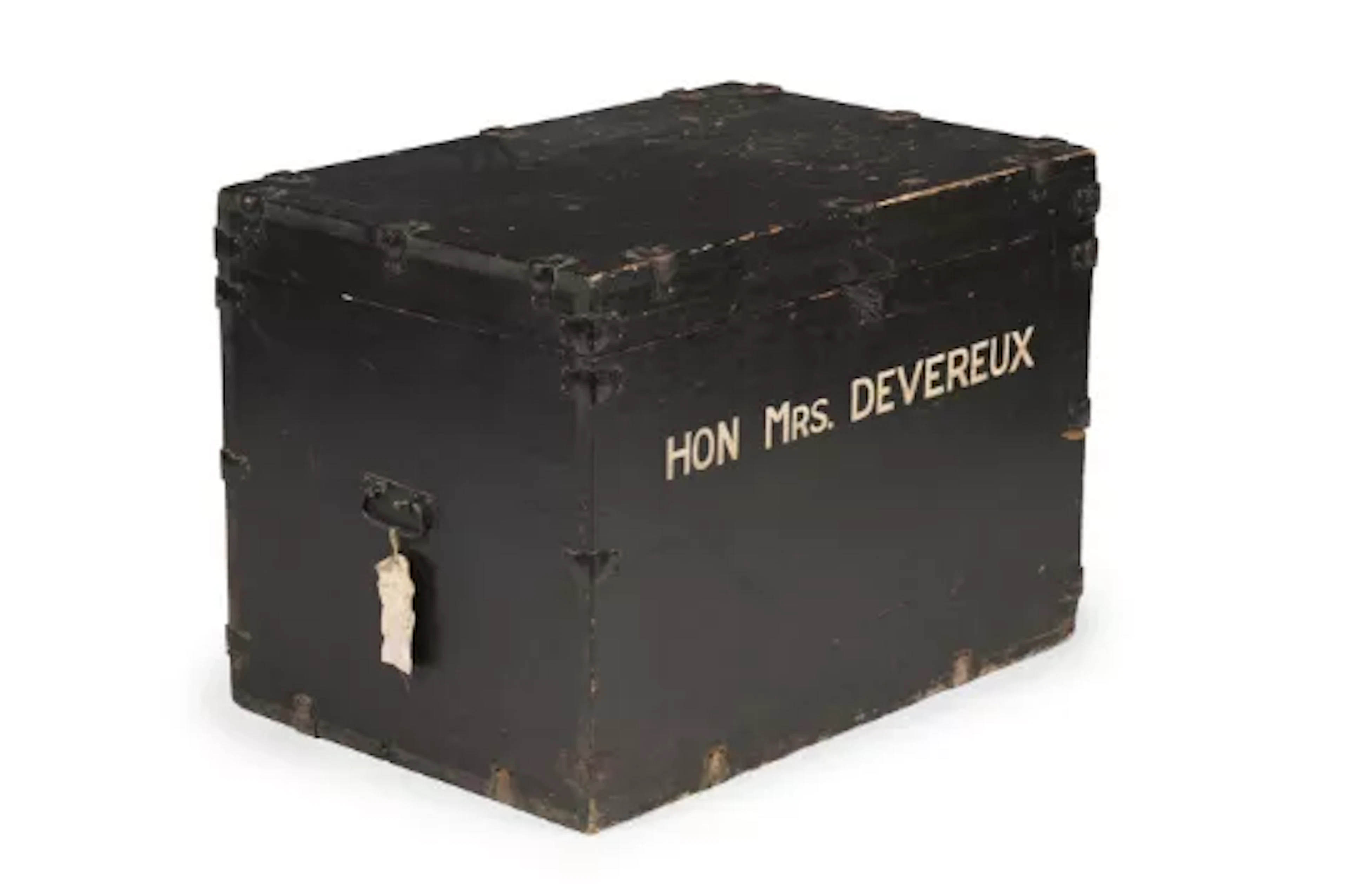 A LARGE BLACK PAINTED SILVER BOX OR TRUNK, EARLY 20TH CENTURY