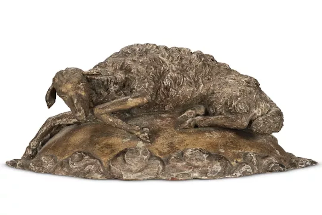 J VAN LOO (BELGIAN 19TH CENTURY) A CARVED AND GILDED MODEL OF THE