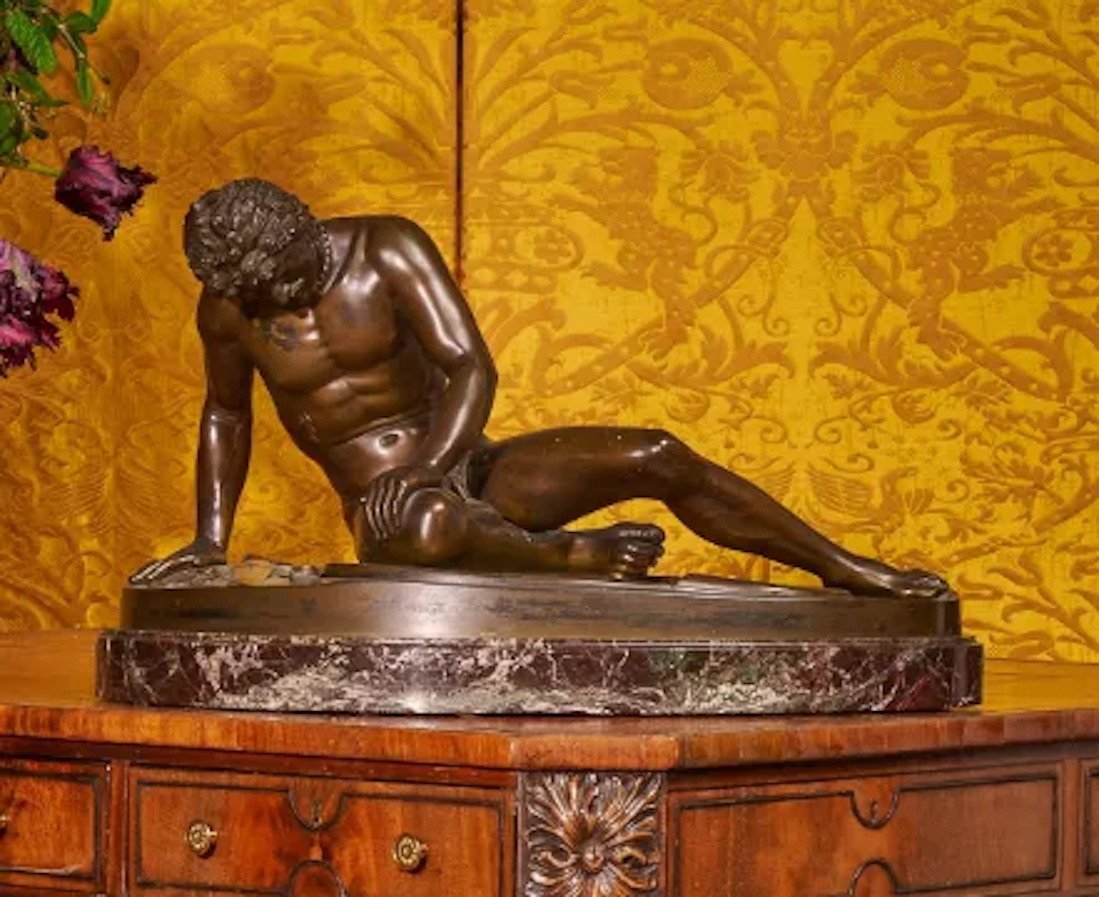 AFTER THE ANTIQUE, A LARGE BRONZE FIGURE OF THE DYING GAUL,19TH CENTURY