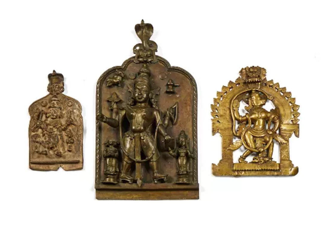 An Indian bronze alloy plaque of Virabhadra, 19th century