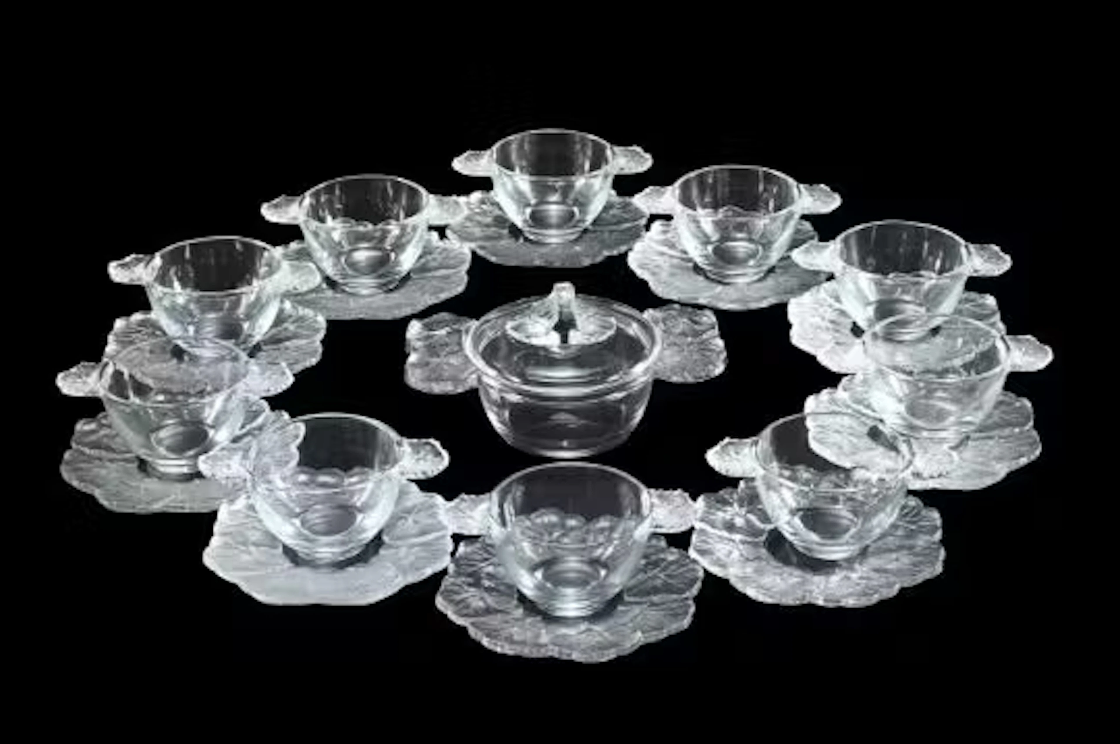 LALIQUE, 'HONFLEUR' PART DINNER SERVICE; SECOND HALF 20TH CENTURY