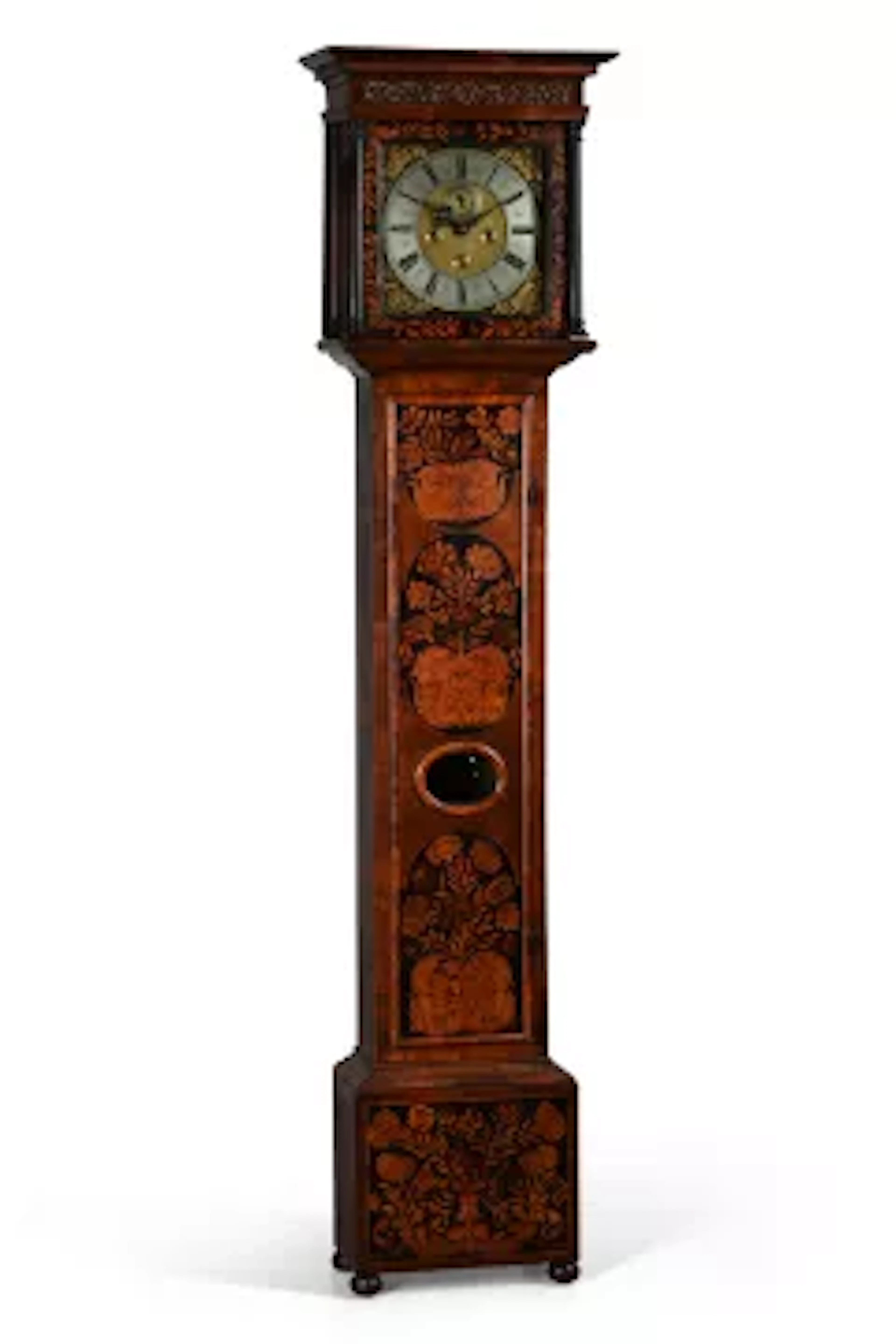 A WILLIAM III WALNUT AND FLORAL MARQUETRY EIGHT-DAY LONGCASE CLOCK