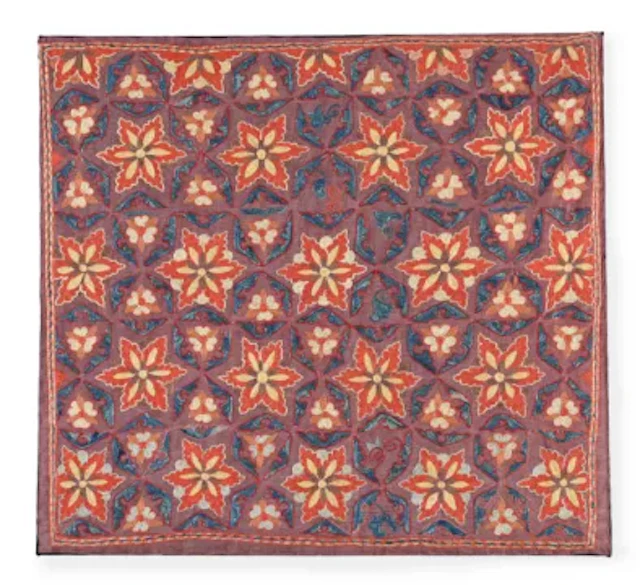 A SILK EMBROIDERED SUZANI PANEL