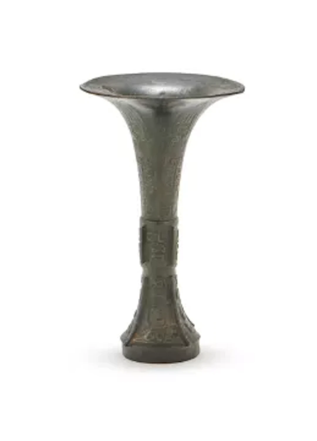 A Chinese bronze gu vase, Ming dynasty
