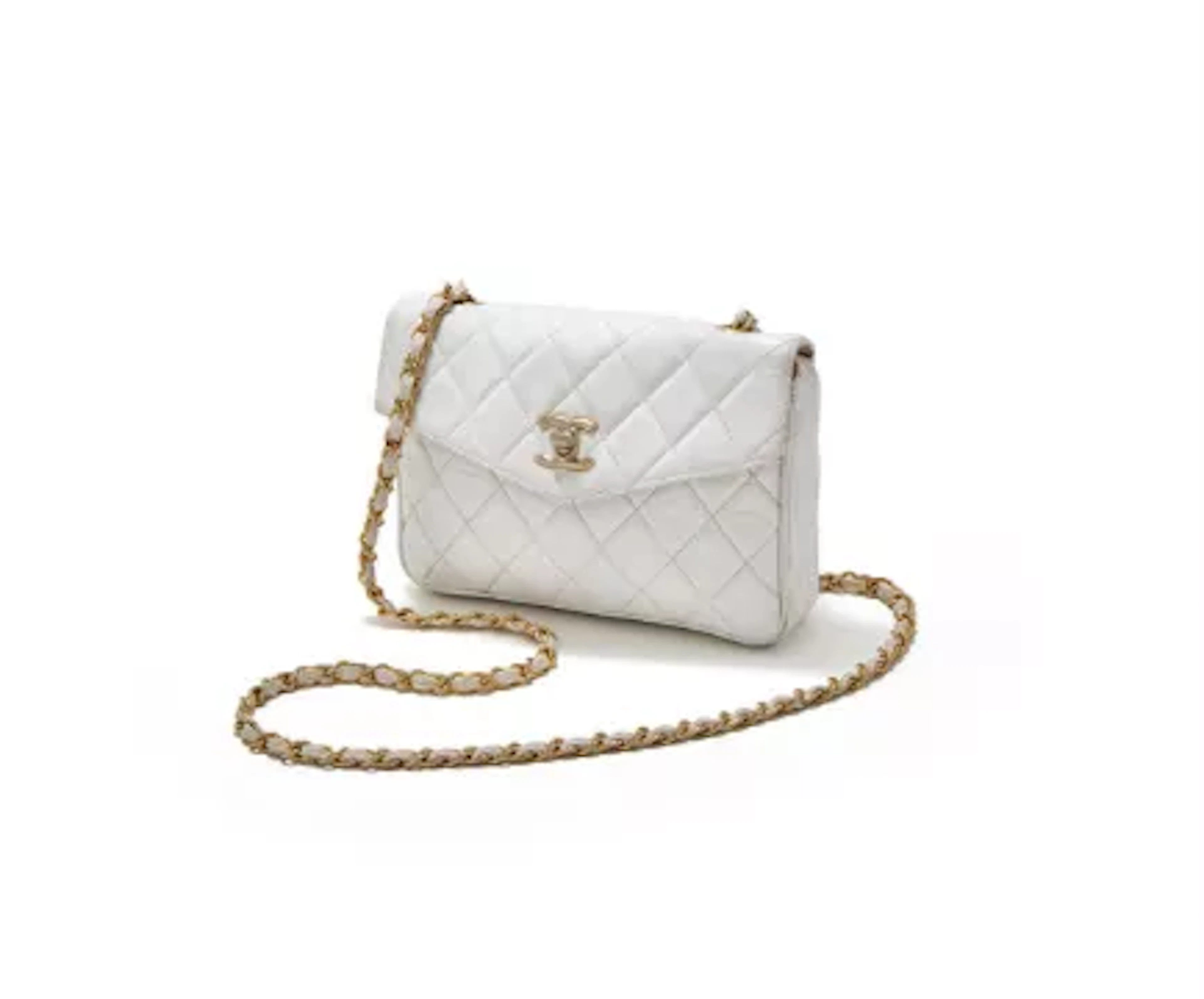 CHANEL, A WHITE QUILTED LEATHER HANDBAG