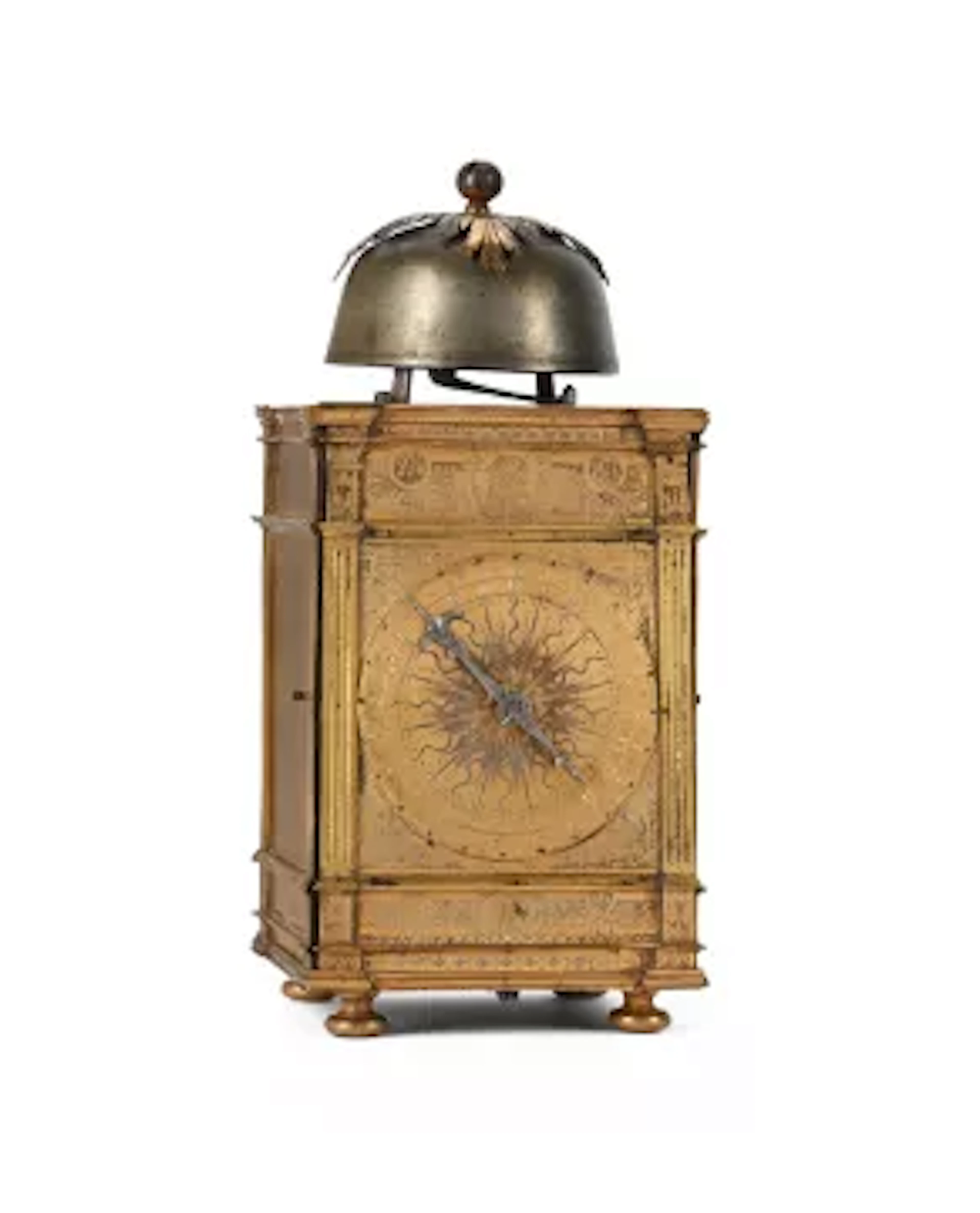 A FINE AND VERY RARE ITALIAN RENAISSANCE GILT, BRASS AND IRON WEIGHT-DRIVEN
