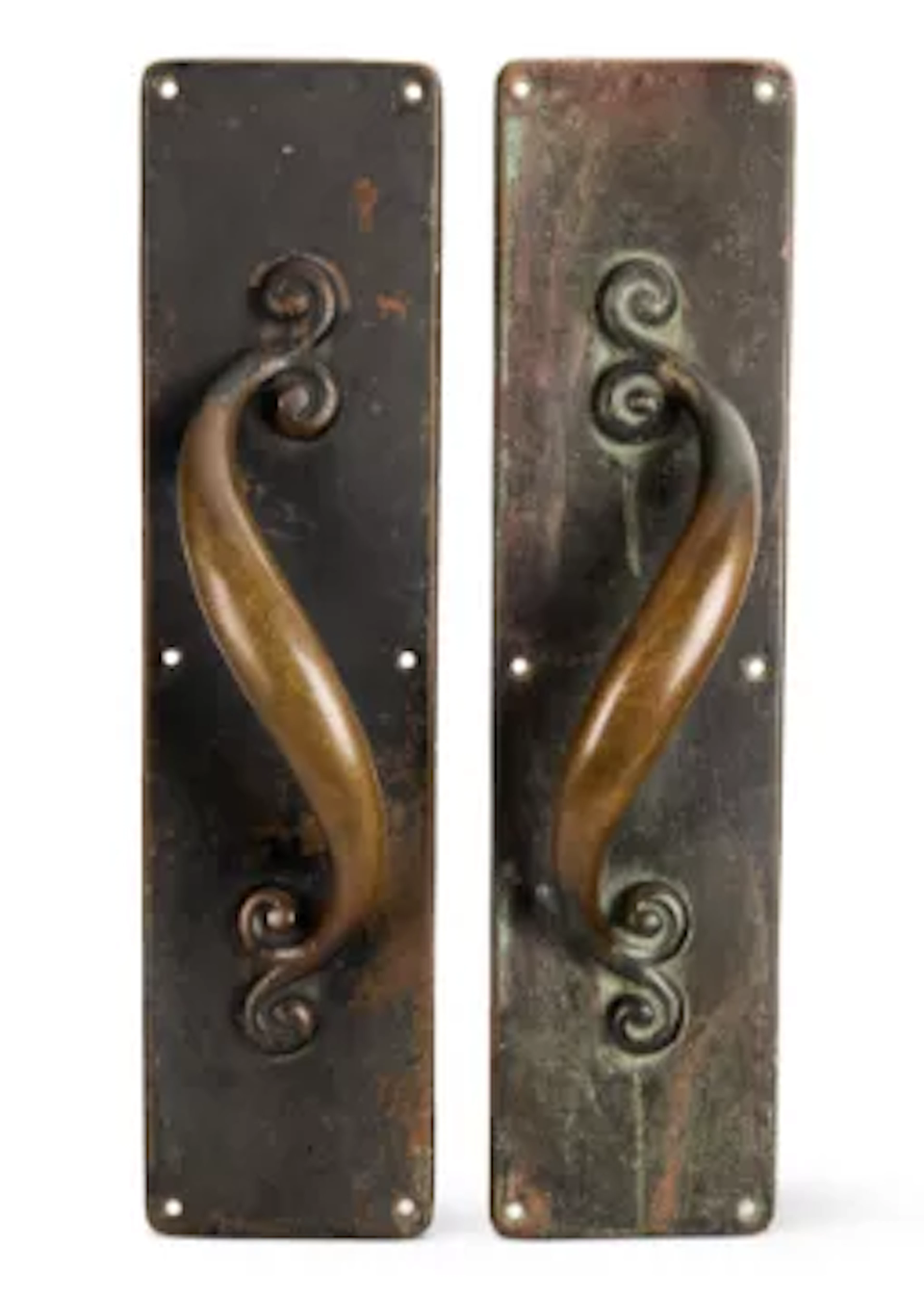 RUSSELL & ERWIN (AMERICAN, FD. 1849), A PAIR OF DOOR HANDLES, CIRCA 1920
