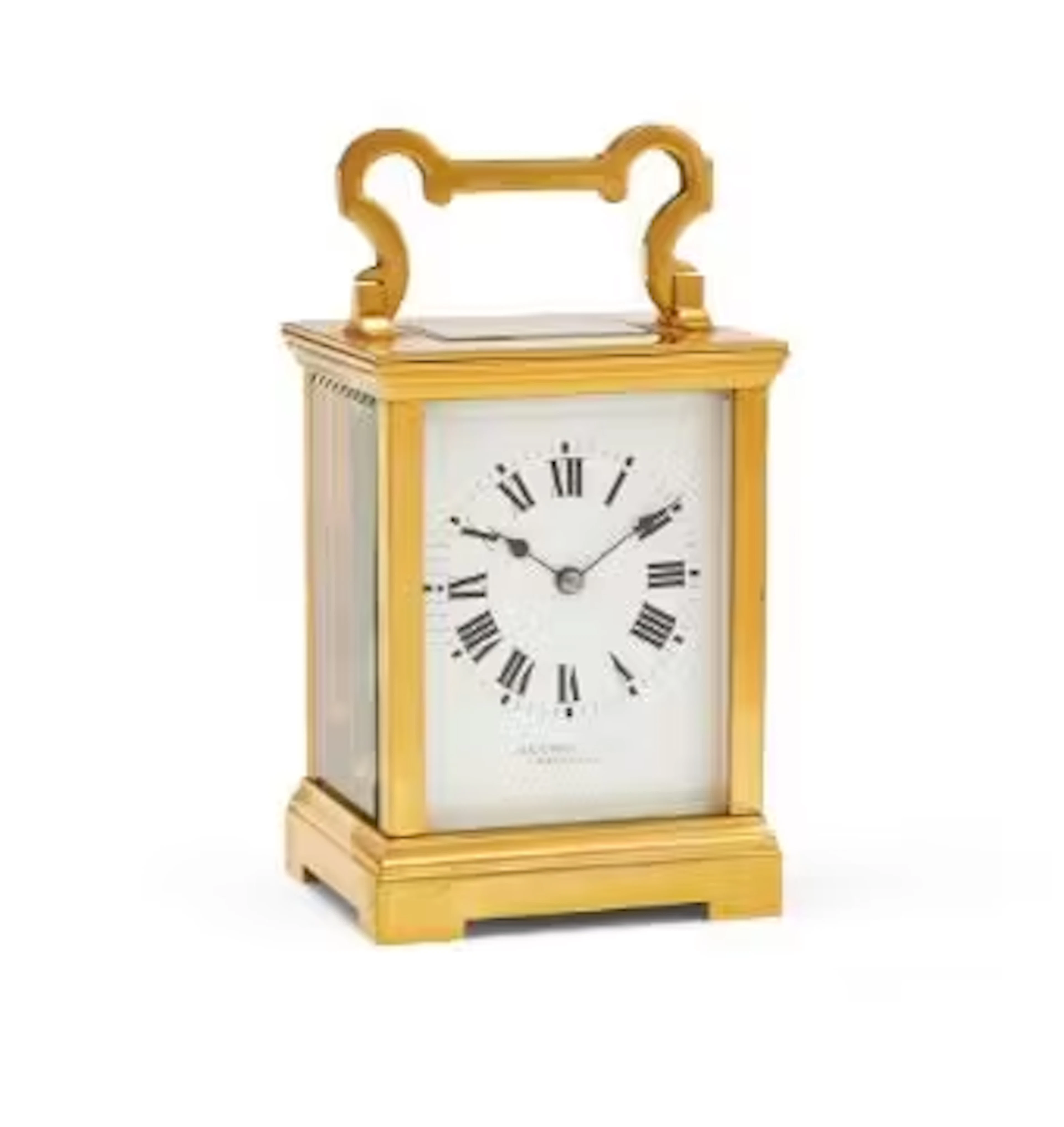 A FRENCH GILT BRASS CARRIAGE CLOCK