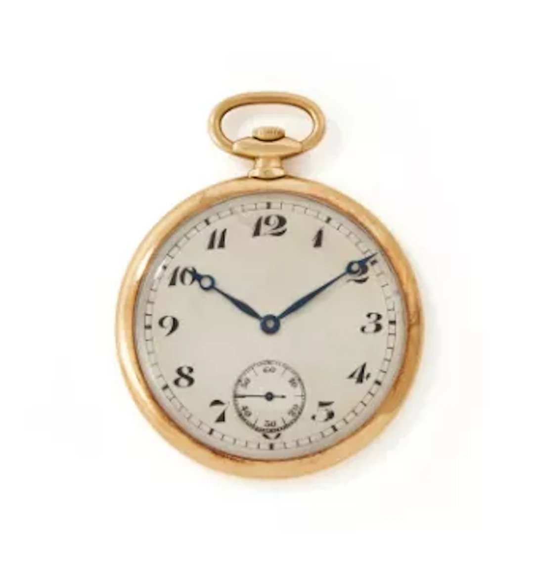 A FRENCH 18 CARAT GOLD KEYLESS WIND OPEN FACE POCKET WATCH