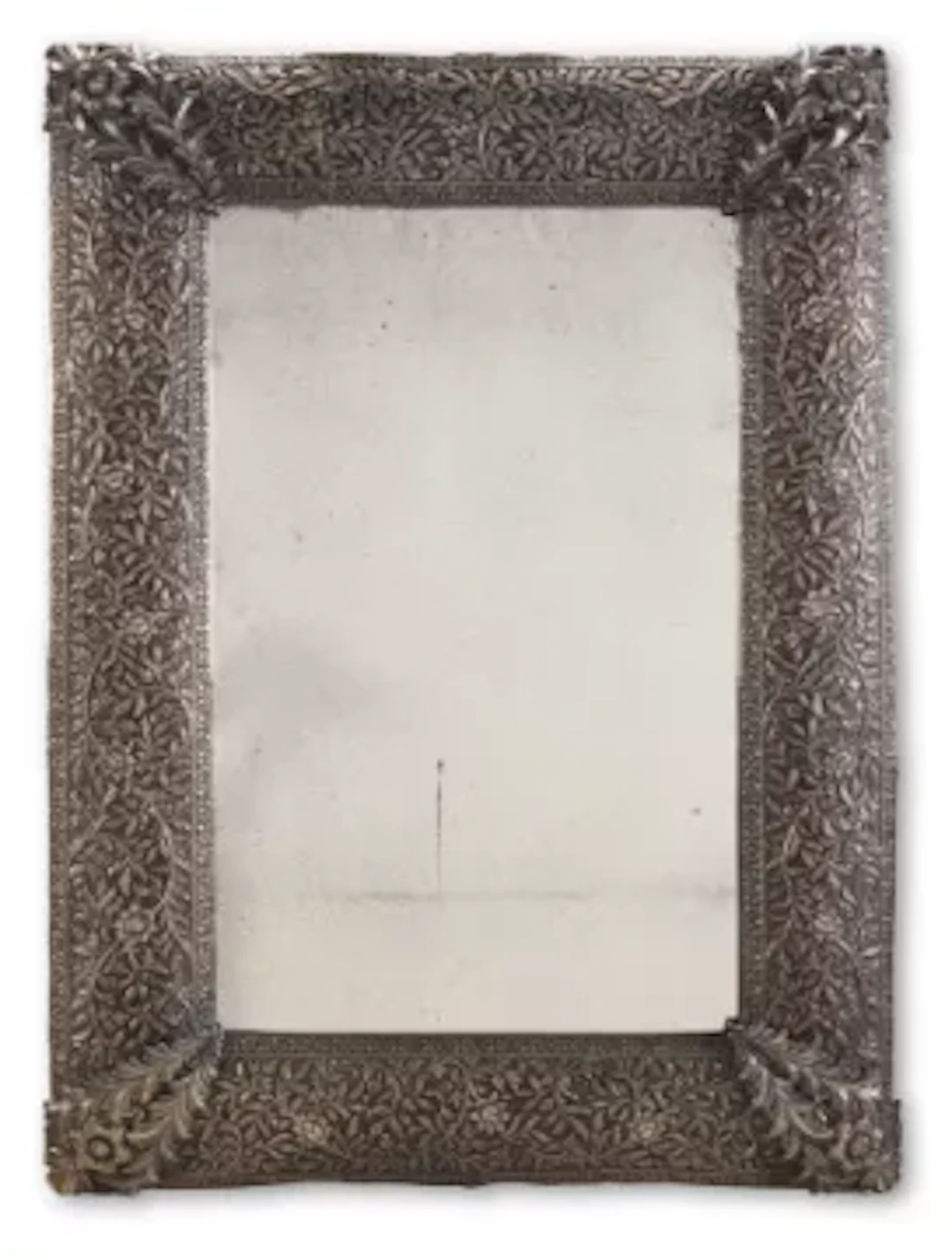 ‡ A LARGE INDIAN SILVER MOUNTED WALL MIRROR, CIRCA 1910