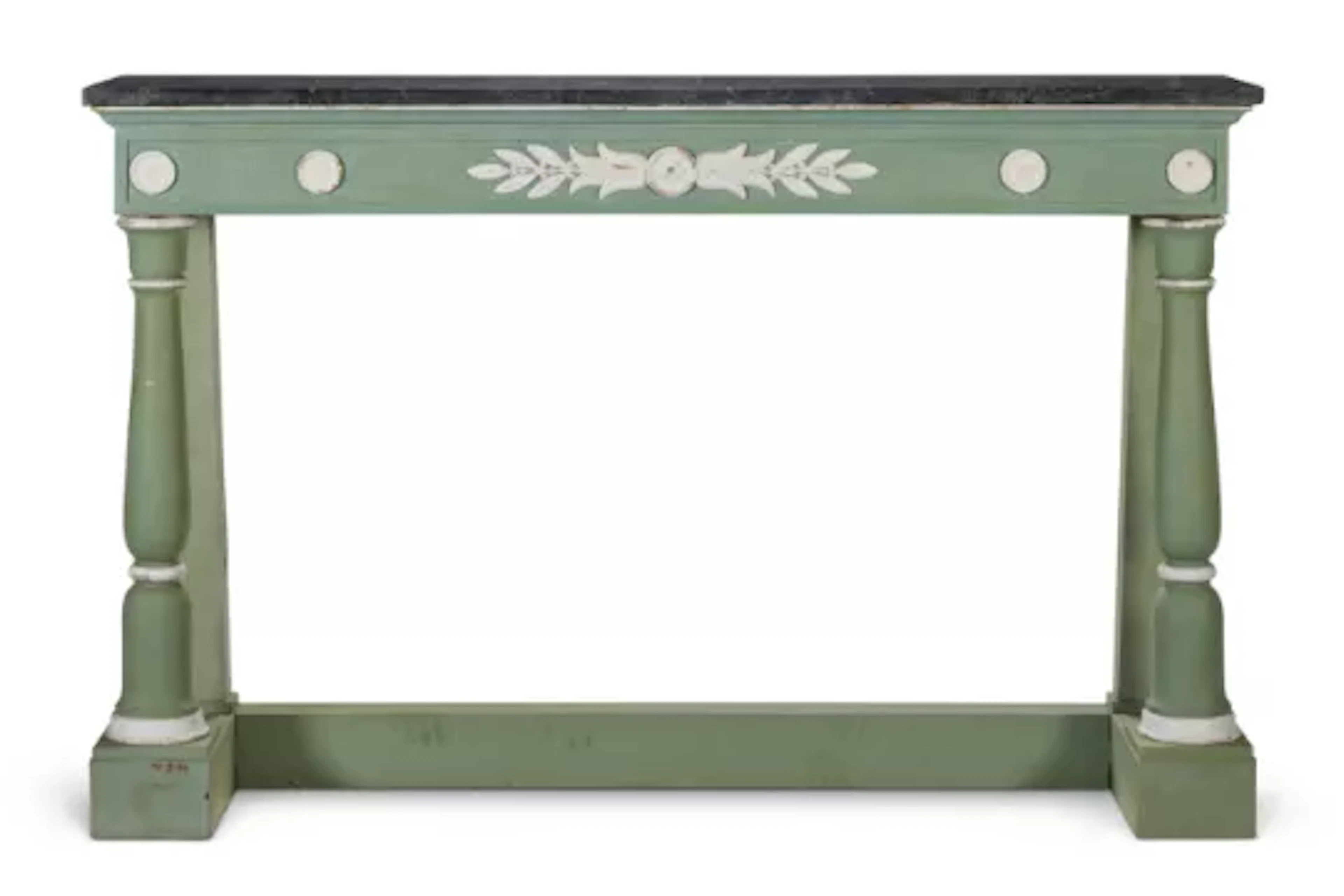 ‡ AN EMPIRE GREEN AND WHITE PAINTED SIDE TABLE, FRENCH, 19TH CENTURY