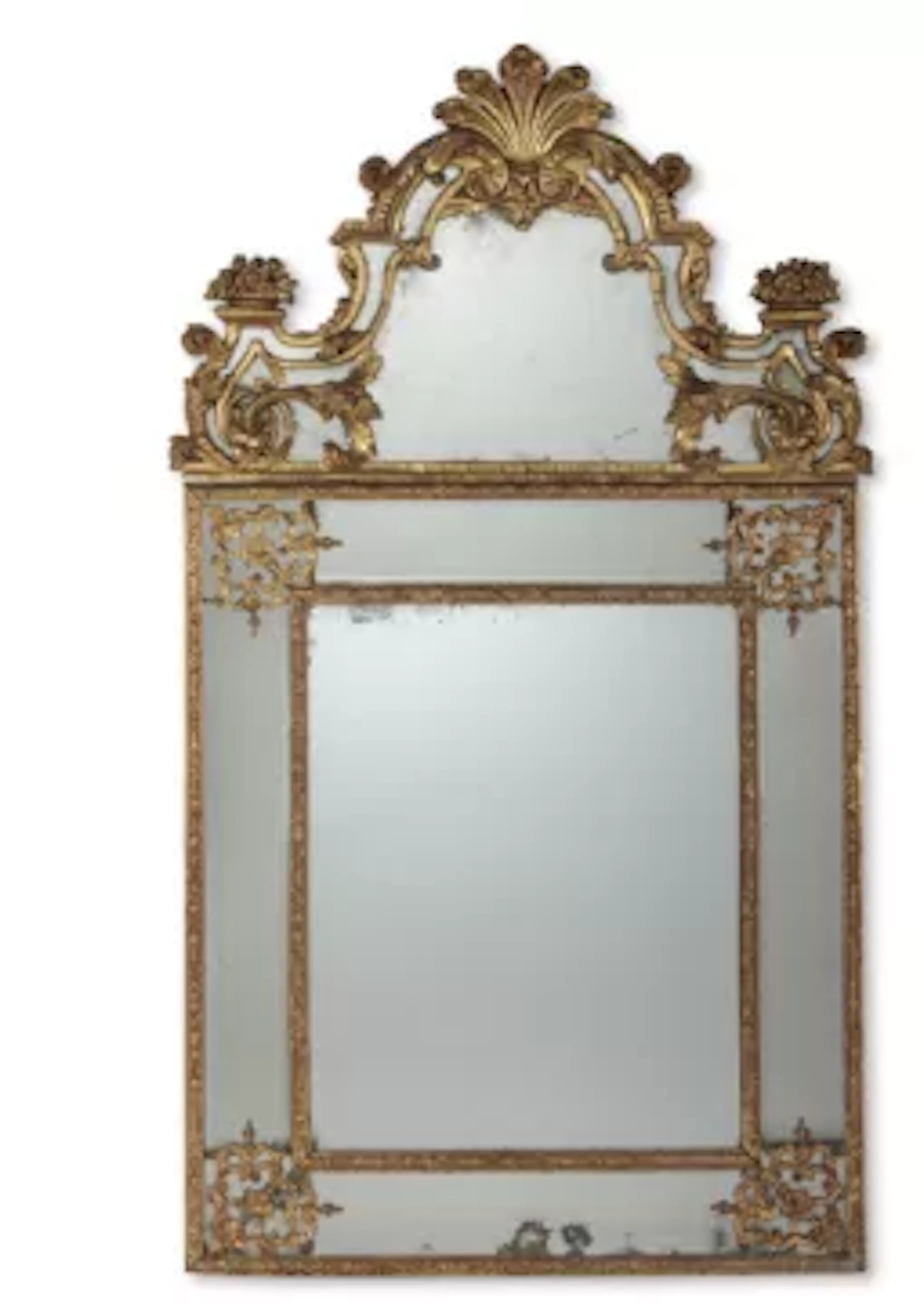 A LARGE REGENCE GILTWOOD MIRROR, FRENCH, EARLY 18TH CENTURY