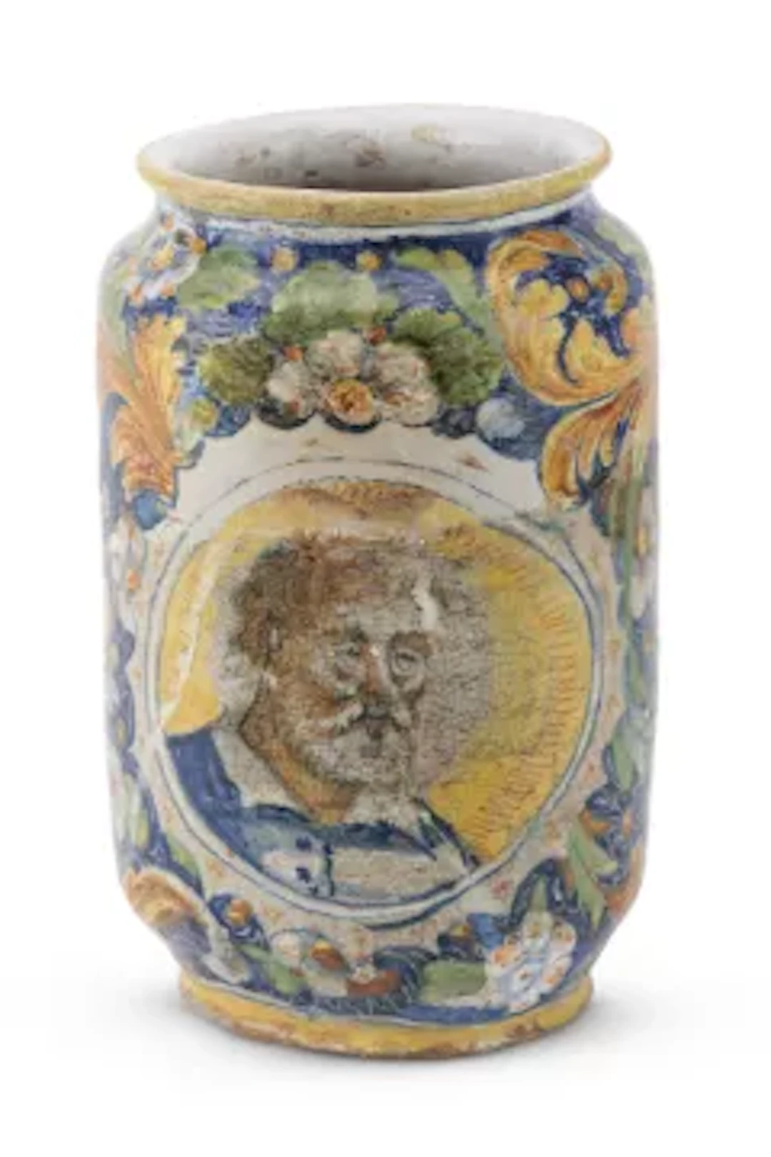 AN ITALIAN MAIOLICA ALBARELLO, POSSIBLY VENETIAN, 18TH CENTURY
