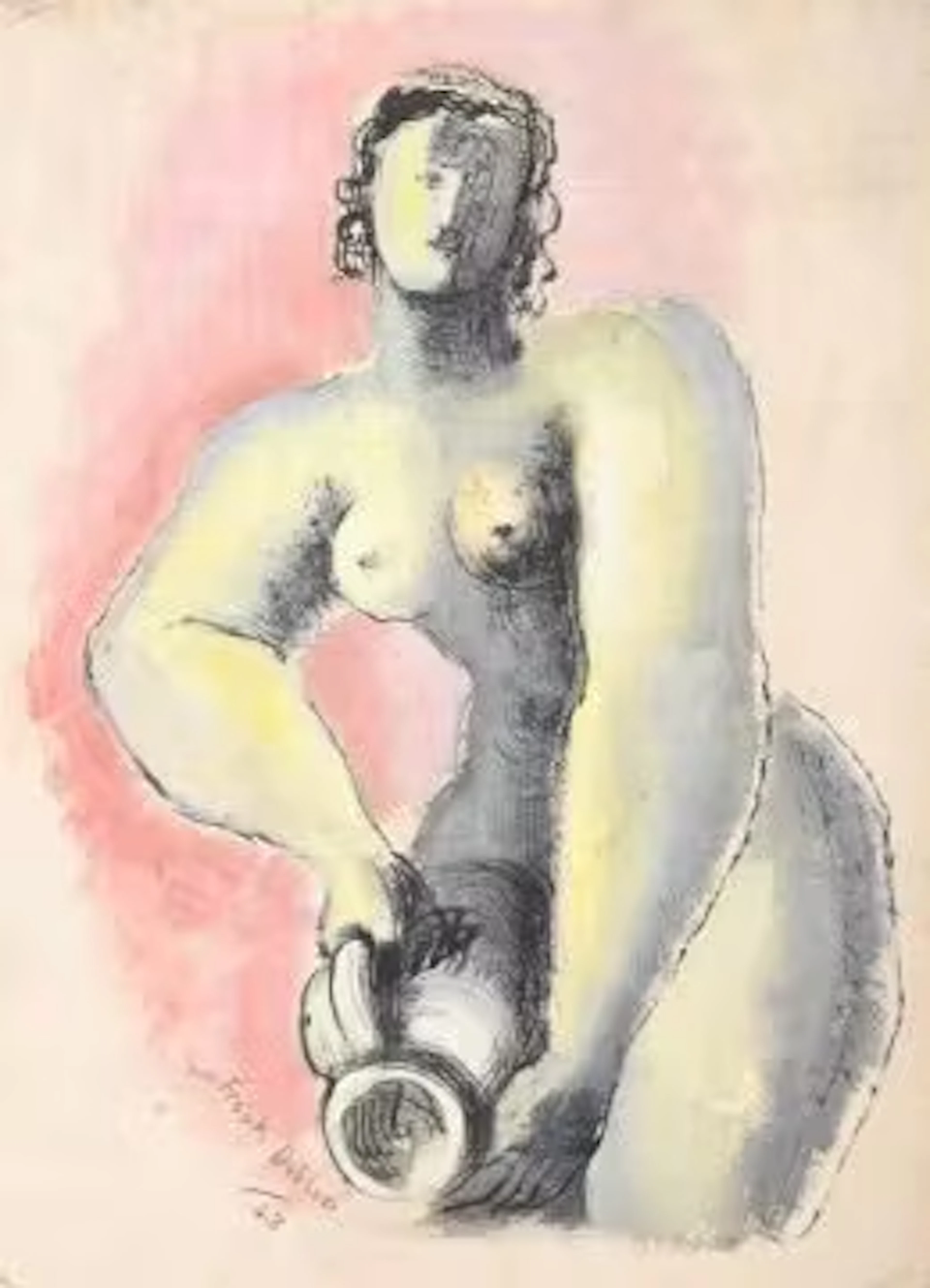 λ FRANK DOBSON (BRITISH 1886-1963), NUDE WITH PITCHER