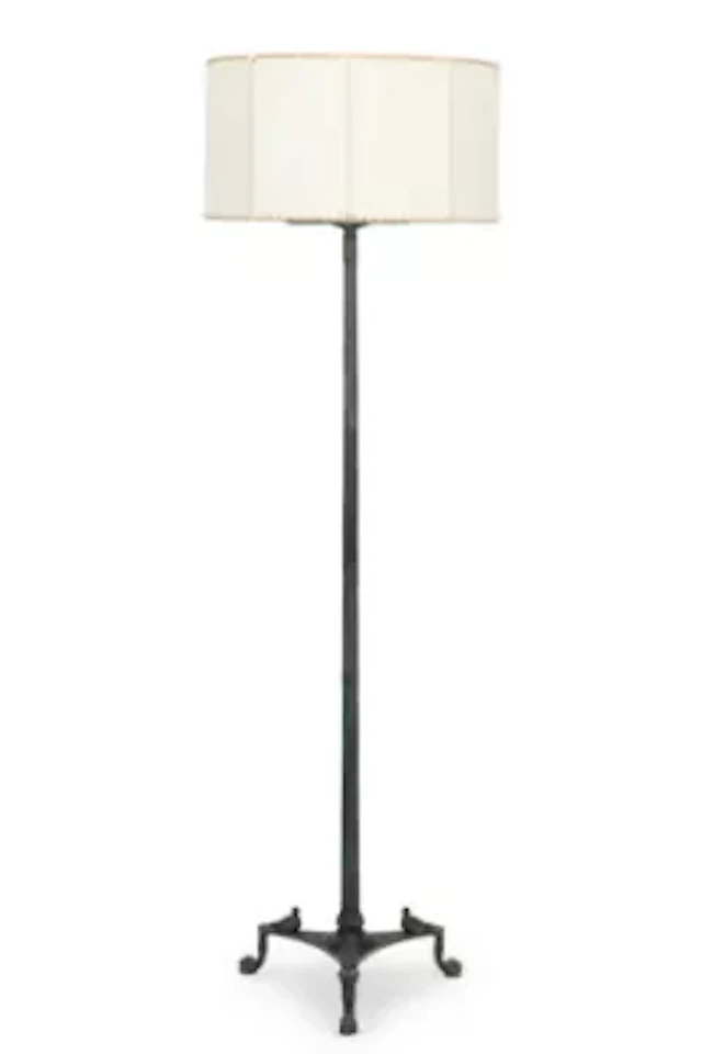 AFTER THE ANTIQUE, A NAPLES BRONZE FLOOR LAMP WITH ORIGINAL PARCHMENT